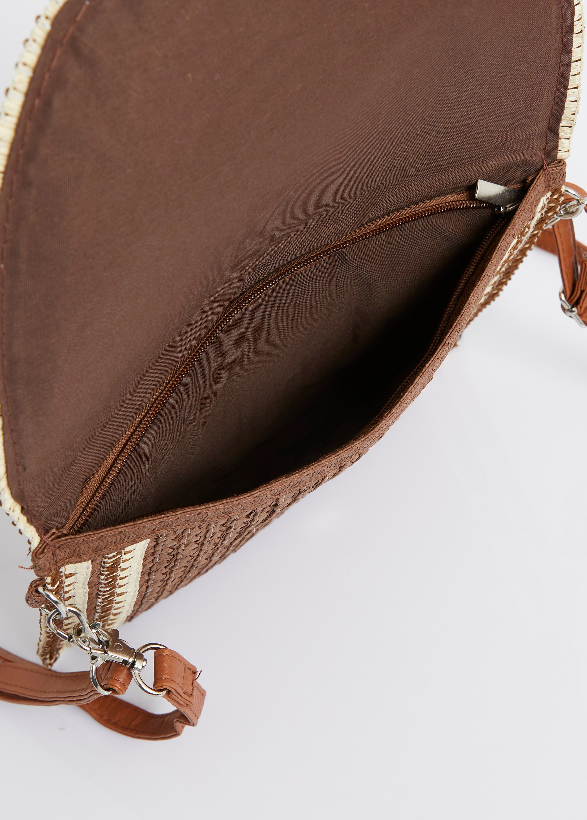 Pochette demi lune en papier tressé Femme Marron AST45136 DE1