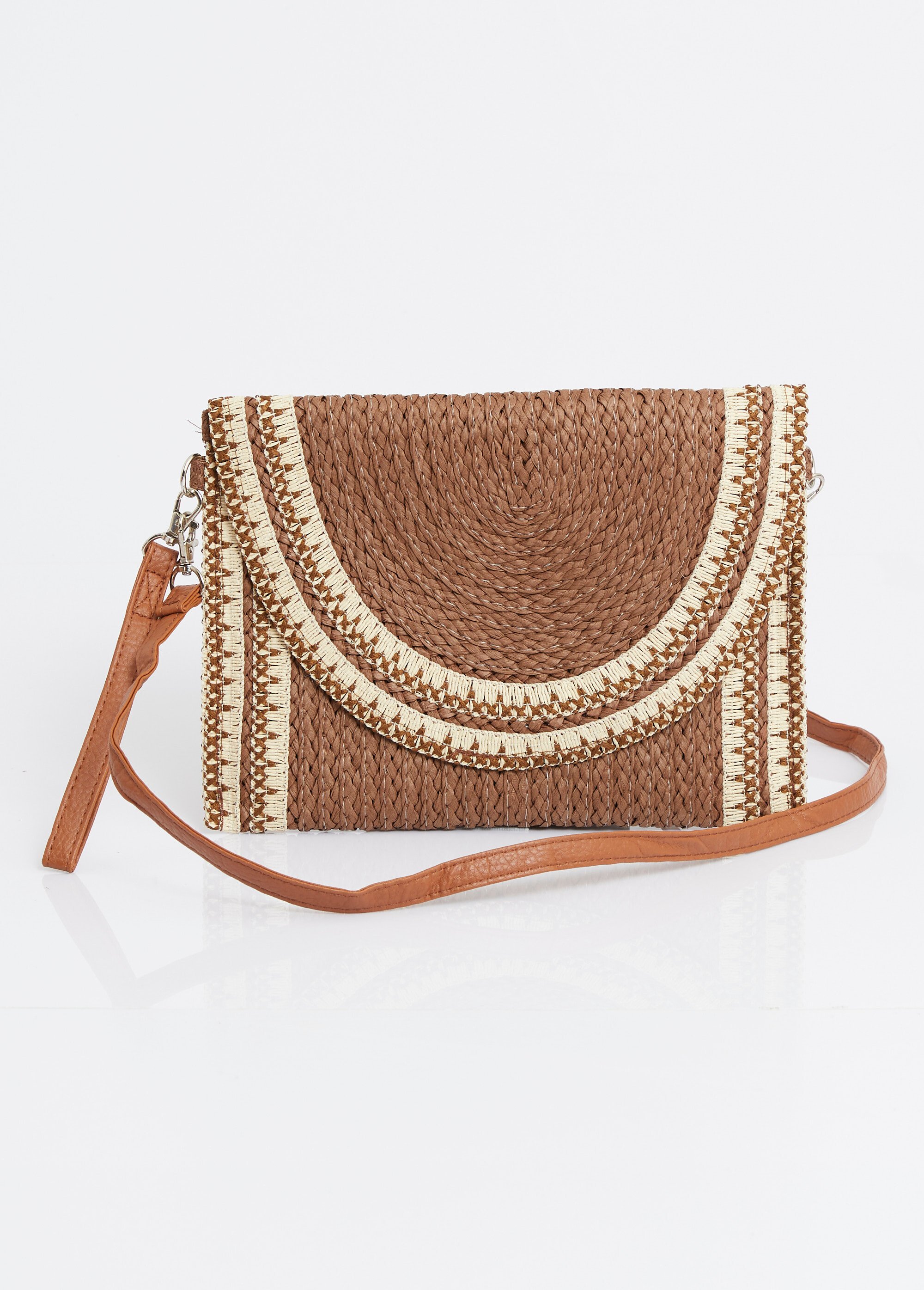 Pochette demi lune en papier tressé