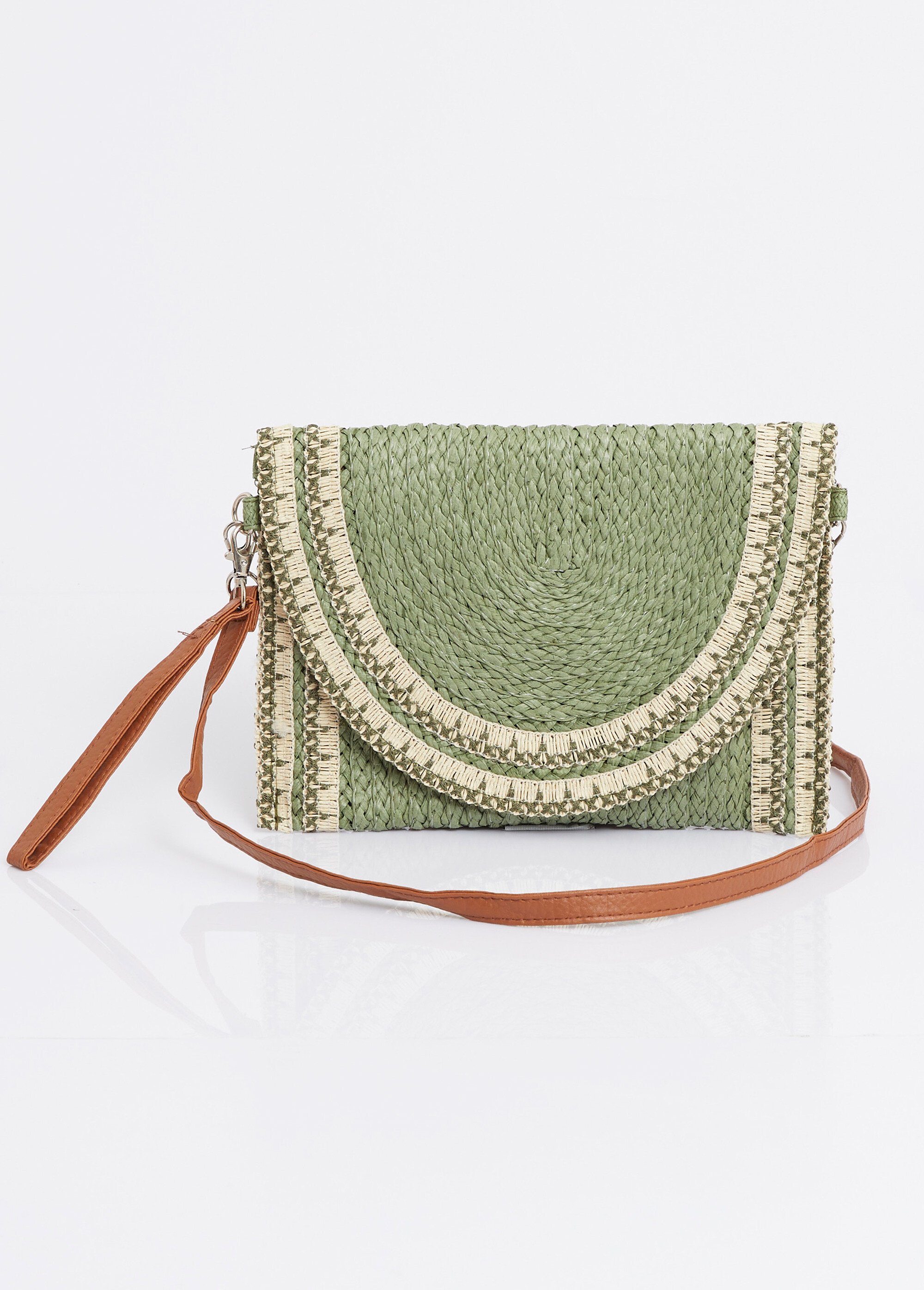 Pochette demi lune en papier tressé