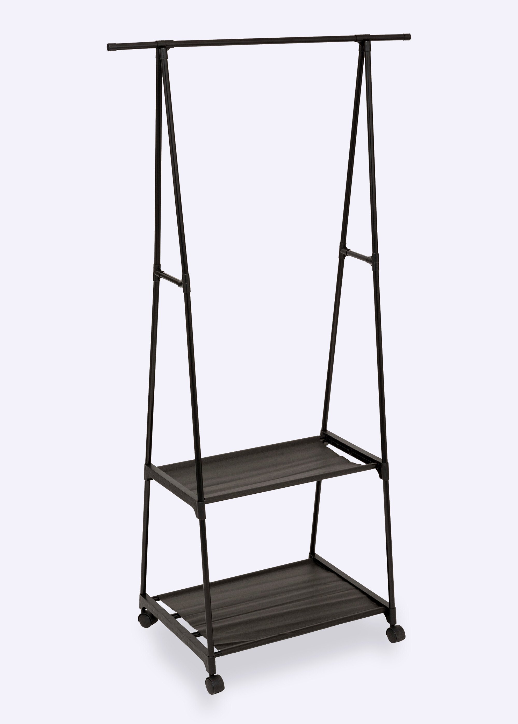 Portant à vêtements 1 barre + 2 étagères NOIR JJA-209376 FA1