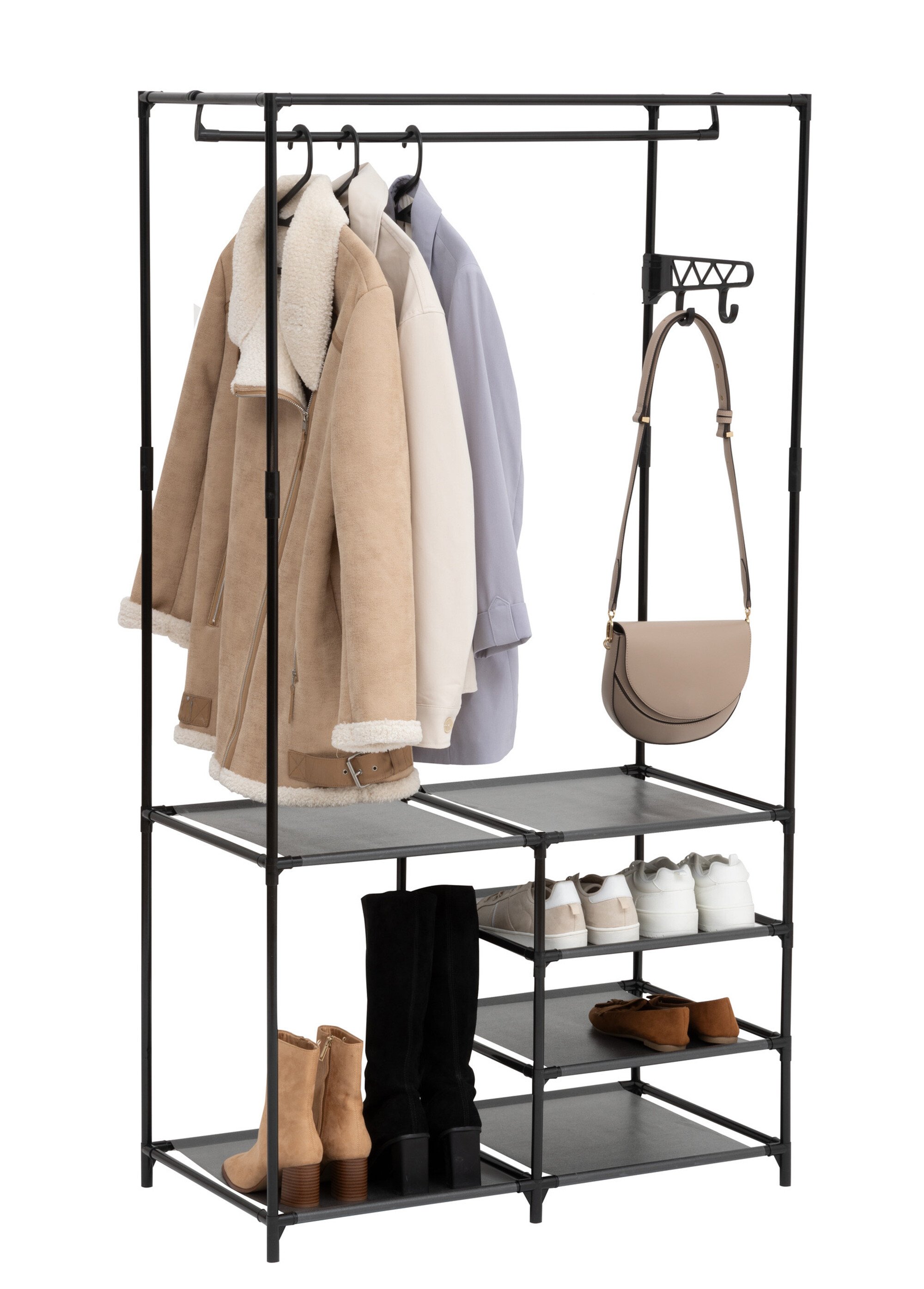 Portant à vêtements 4 niveaux en métal NOIR JJA-205587 SI1