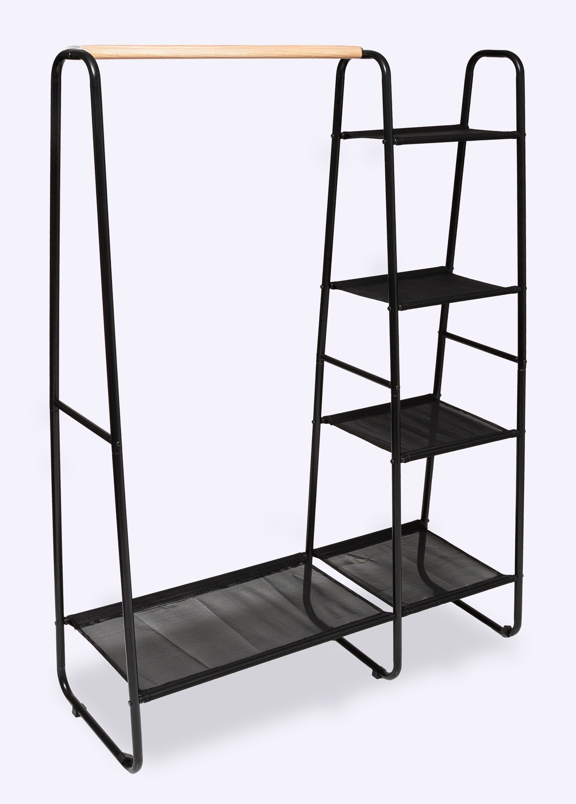 Portant vêtements 1 tringle + 5 étagères NOIR JJA-181233 FA1