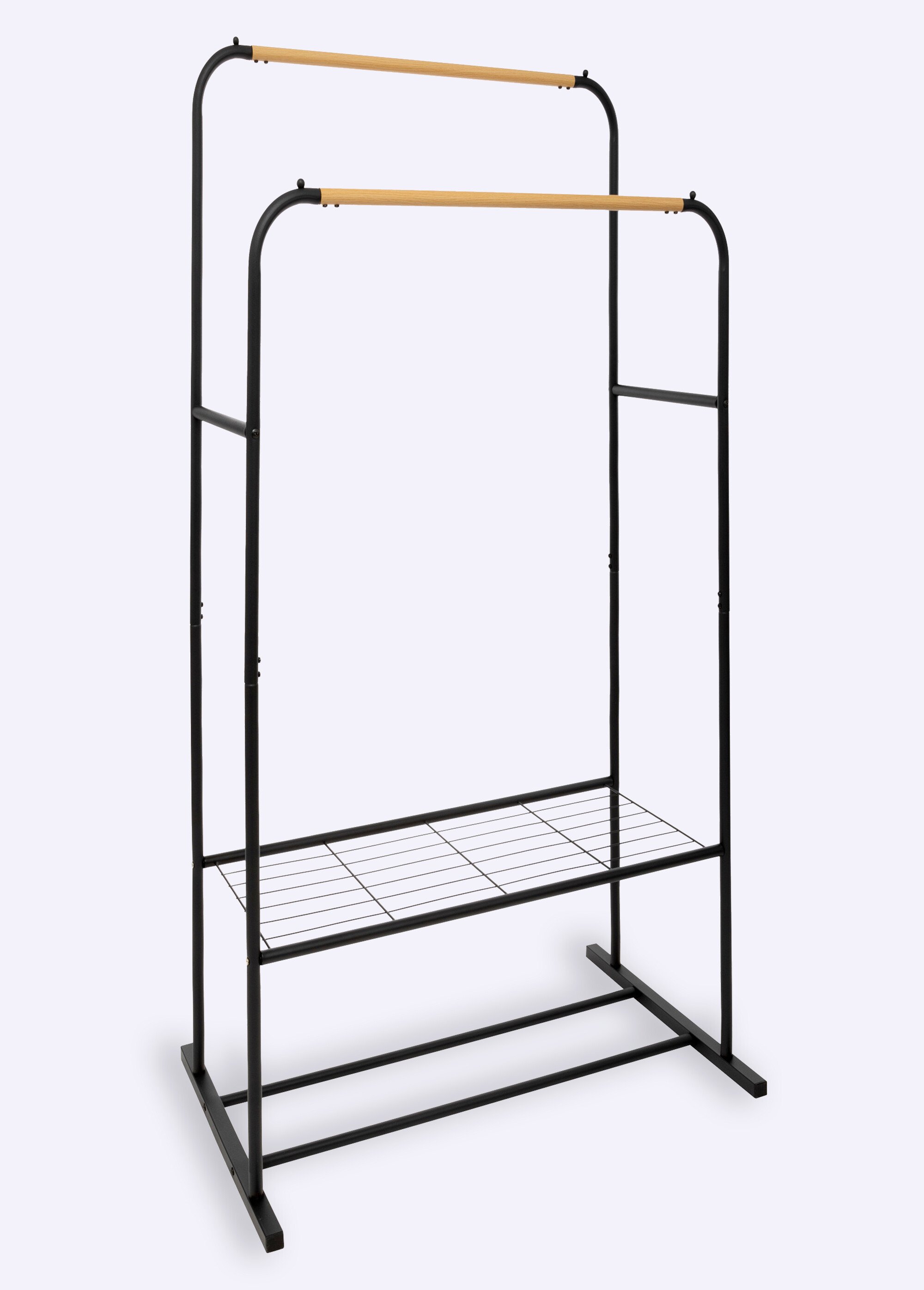 Portant vêtements double métal et bambou NOIR JJA-160461 FA1