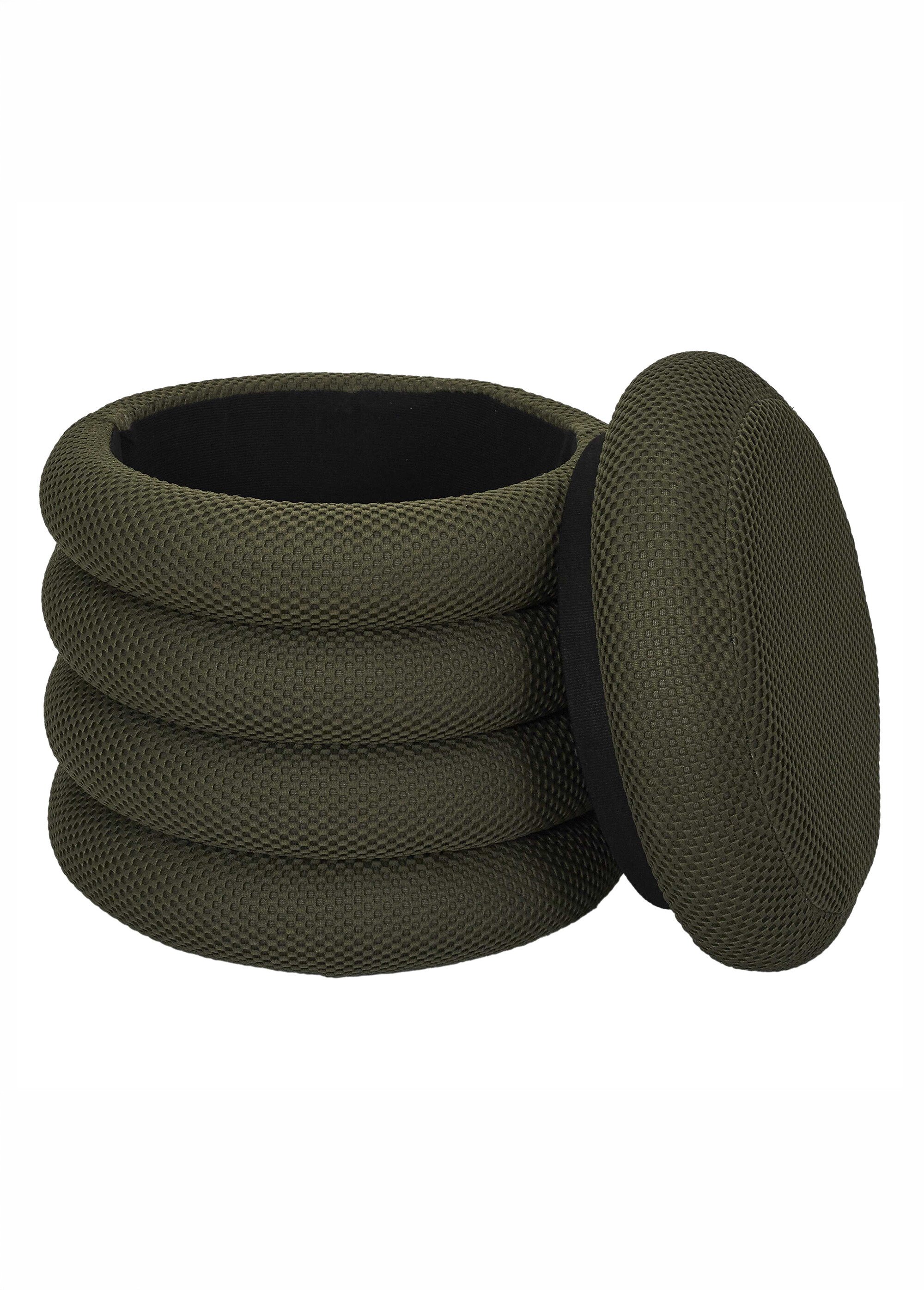 Pouf coffre rond design en mesh ATOME VERT CMP-HD0427 DE1