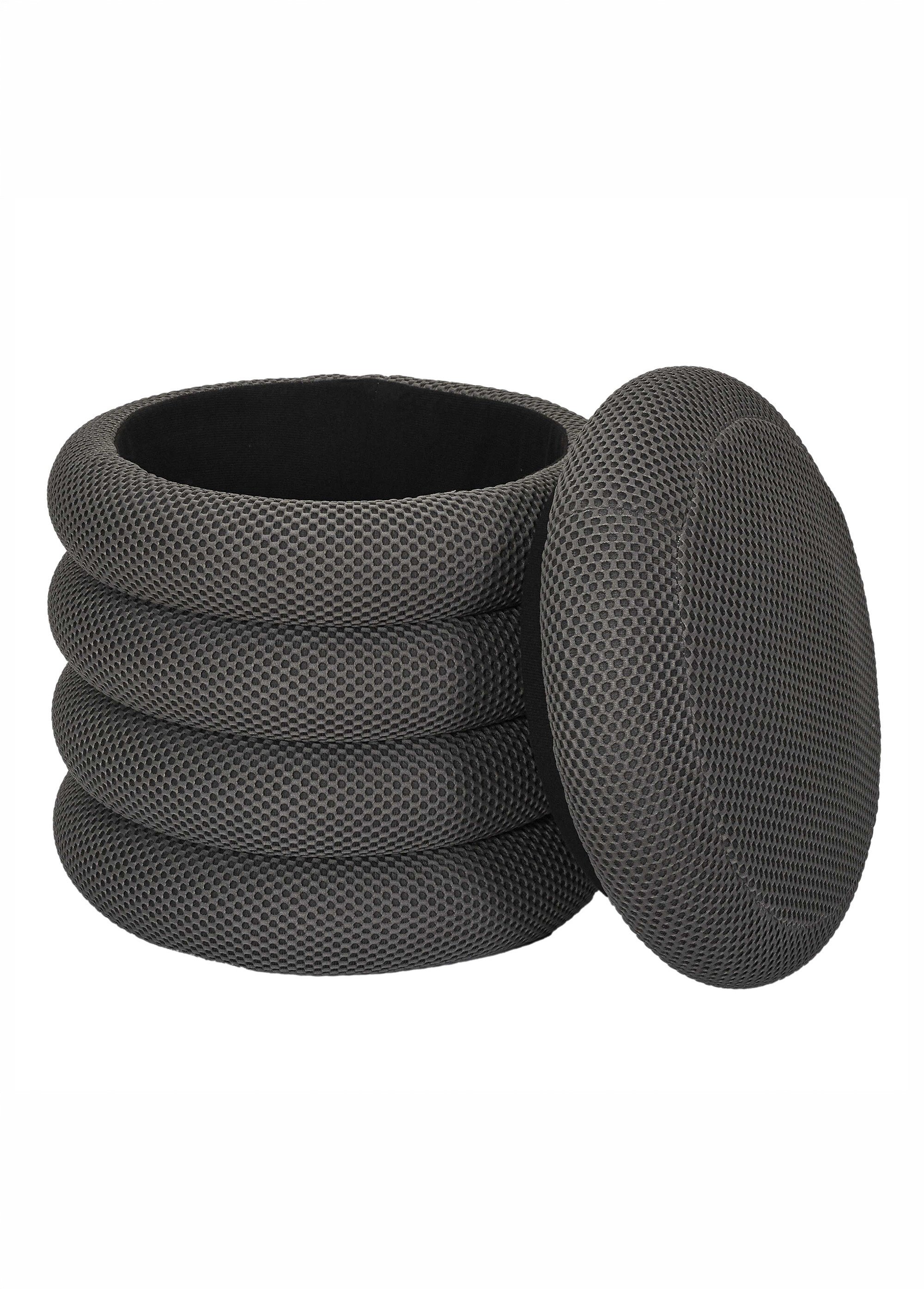 Pouf coffre rond design en mesh ATOME GRIS CMP-HD0427 DE1