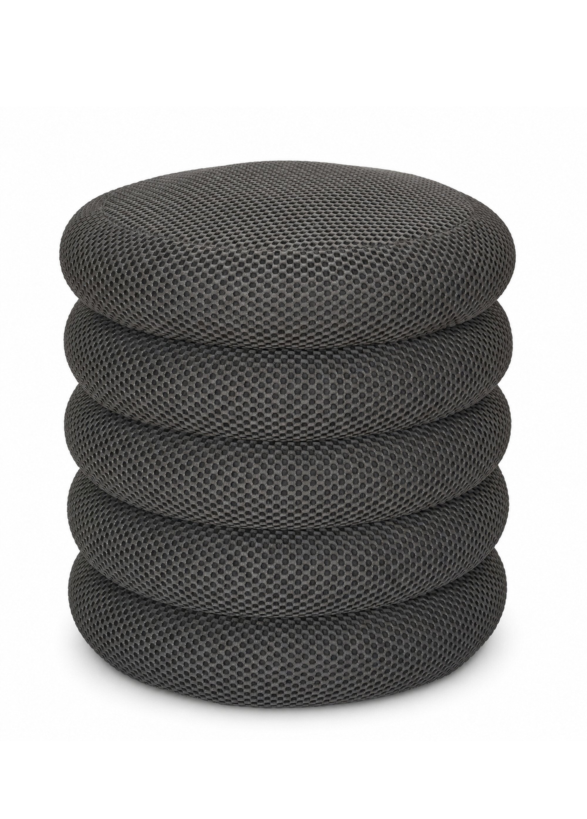 Pouf coffre rond design en mesh ATOME GRIS CMP-HD0427 FA1