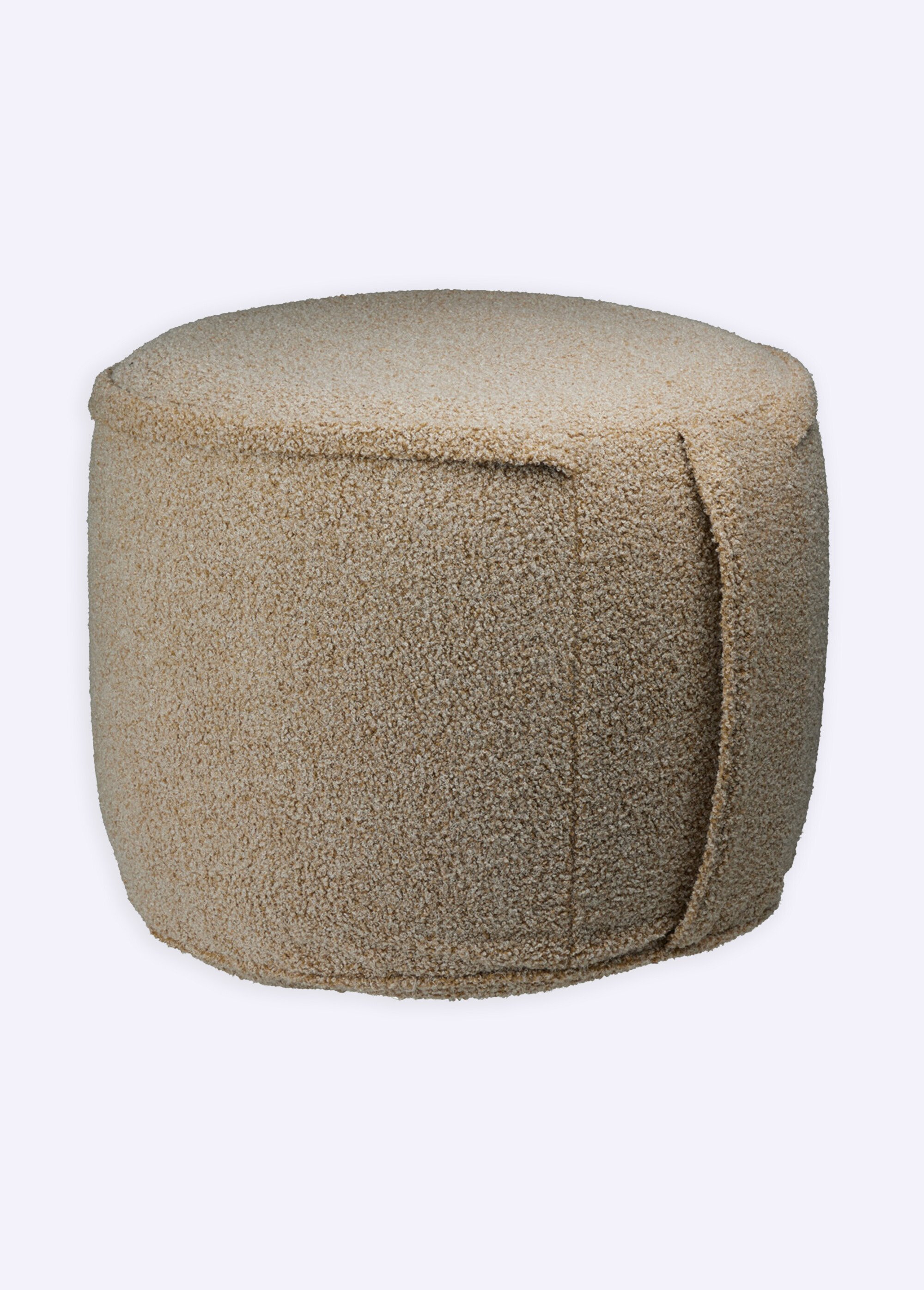 Pouf déco gonflable rond, aspect laineux