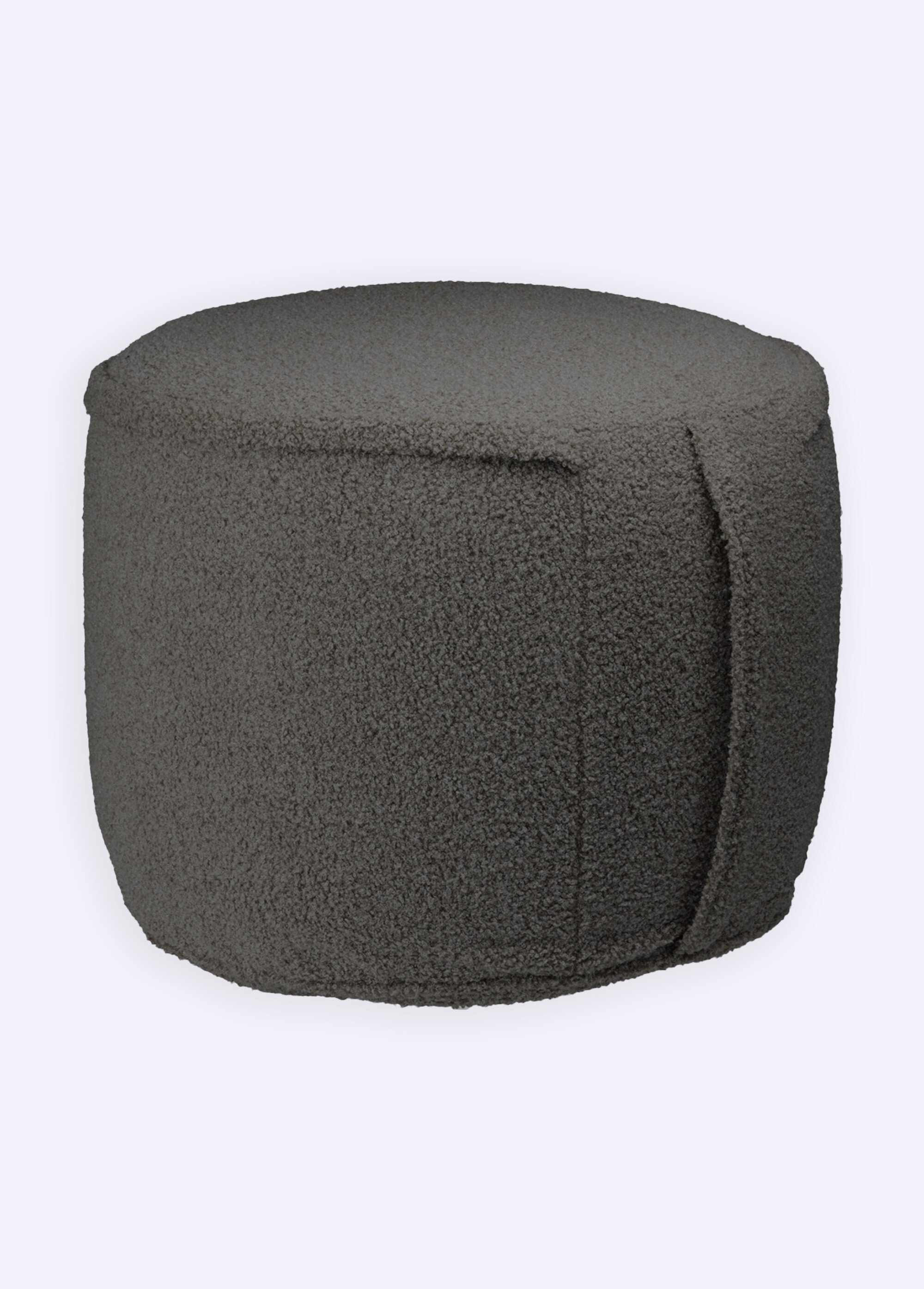 Pouf déco gonflable rond, aspect laineux