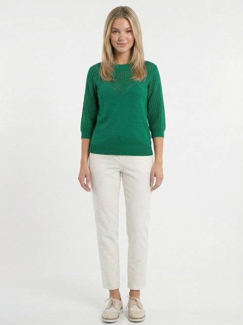Pull doux ajouré col rond manches coudes Femme Vert MAROX SF1