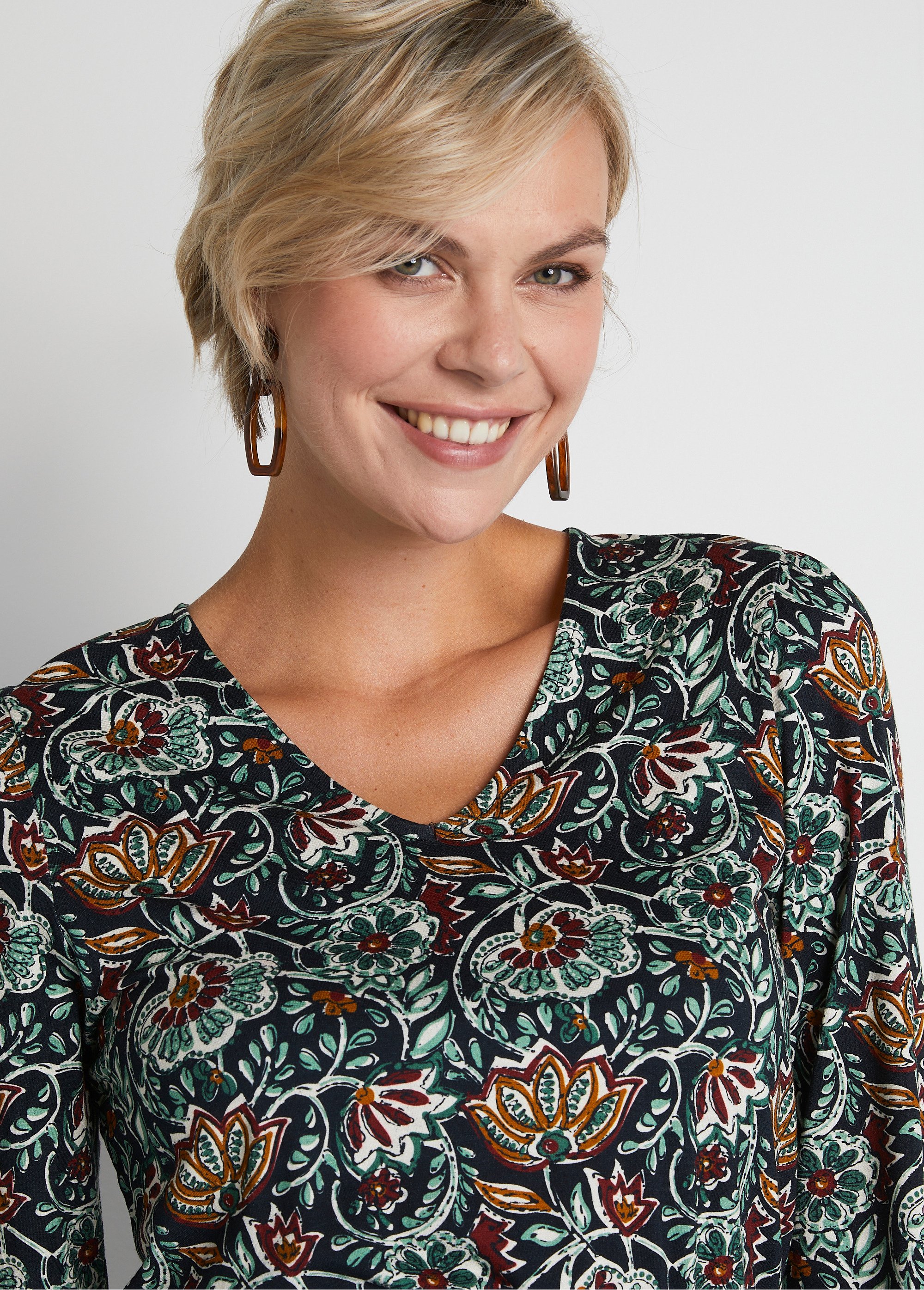 Robe courte smockée maille imprimé fleuri
