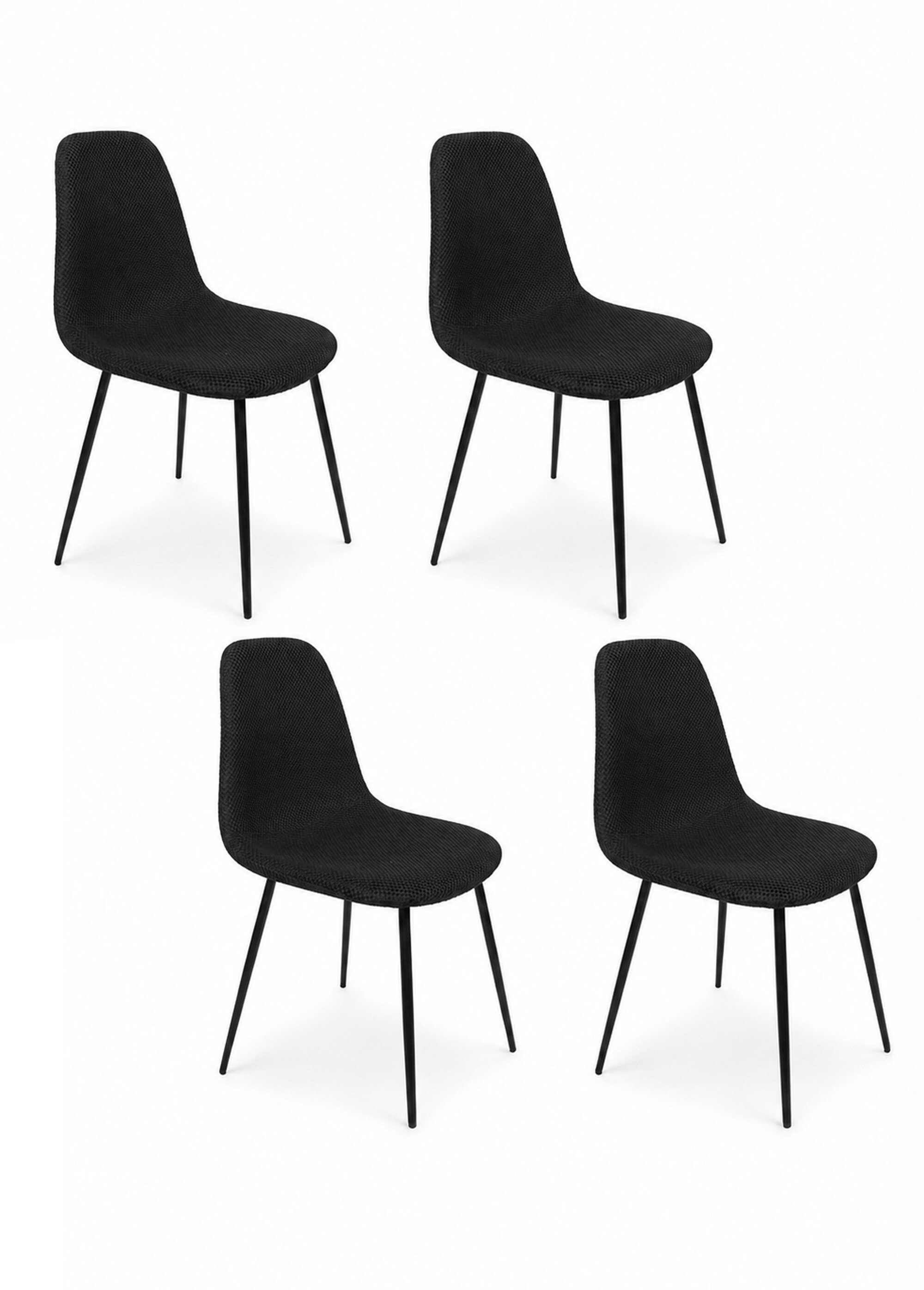 Set 4 Chaises design maille mesh ATOME NOIR CMP-HD0472 FA1