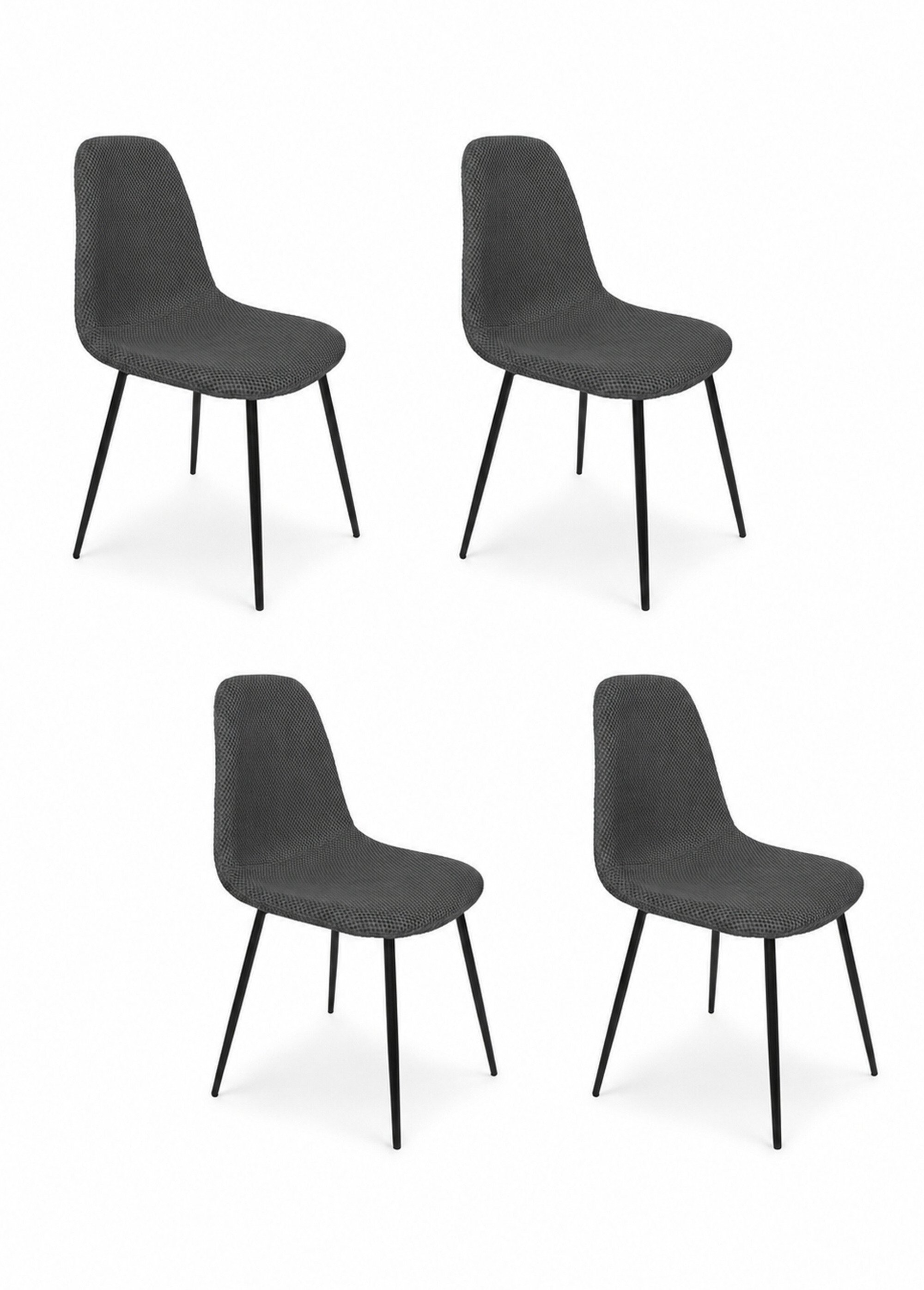 Set 4 Chaises design maille mesh ATOME GRIS CMP-HD0472 FA1