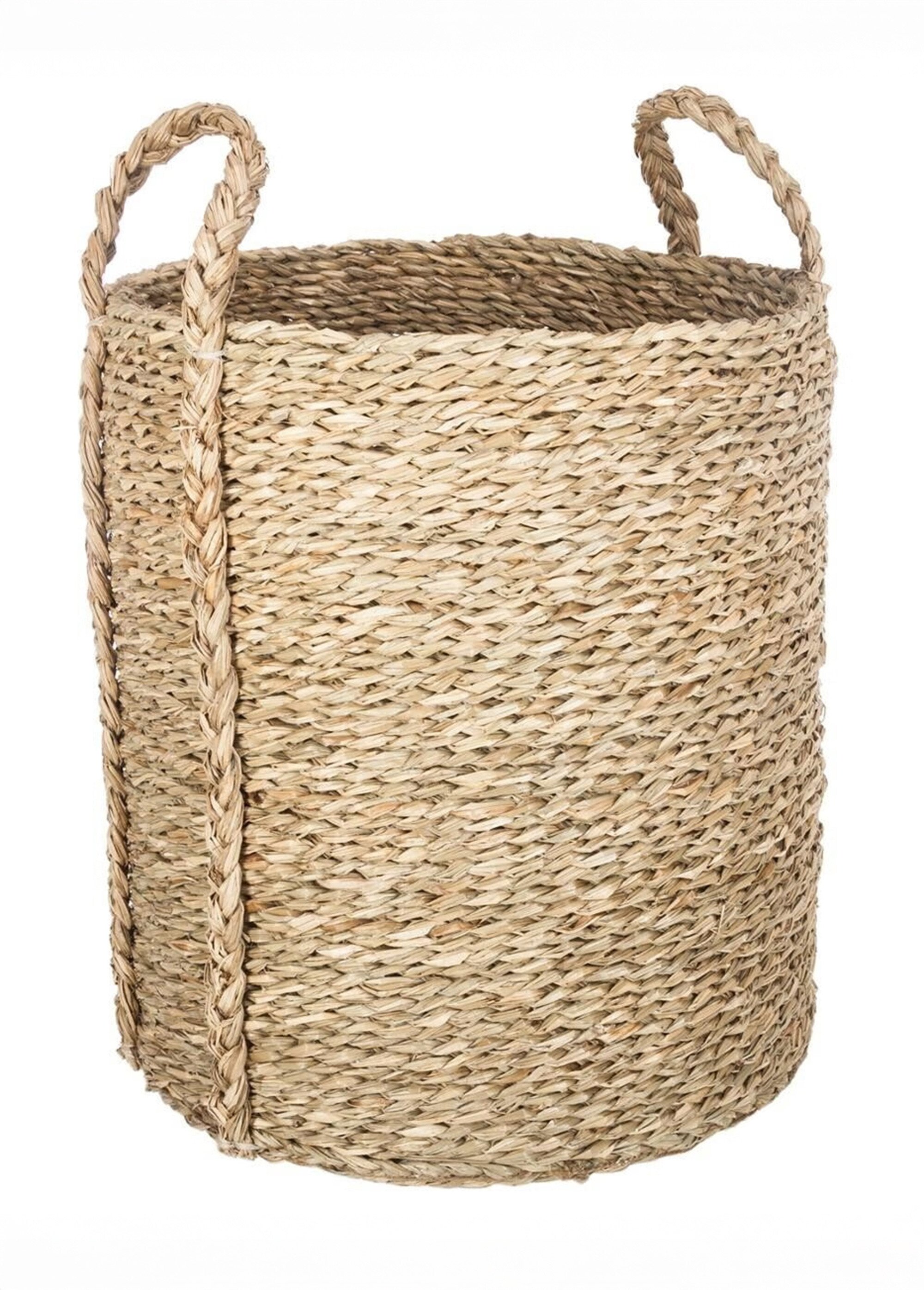 Set de 3 paniers ronds, roseau tressé Beige JJA-157047 DE1