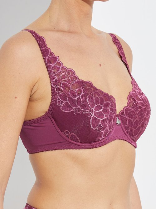 Soutien-gorge avec armatures dentelle et microfibre Femme Violet VOLUBILE DE1
