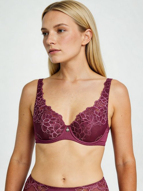 Soutien-gorge avec armatures dentelle et microfibre Femme Violet VOLUBILE FA1