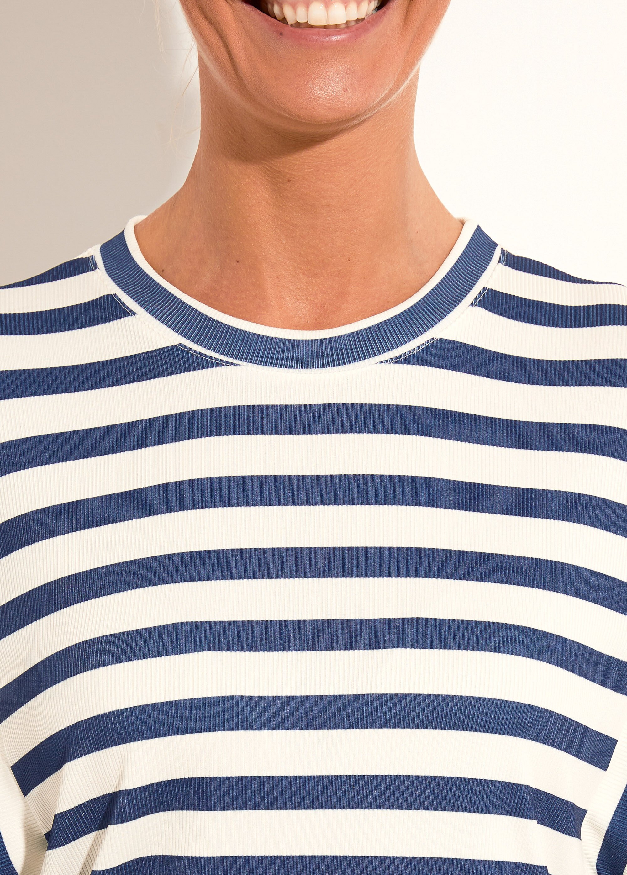 T-shirt sans manches rayé côtelé boutons dorés Femme RAYE BLEU CORMA DE1