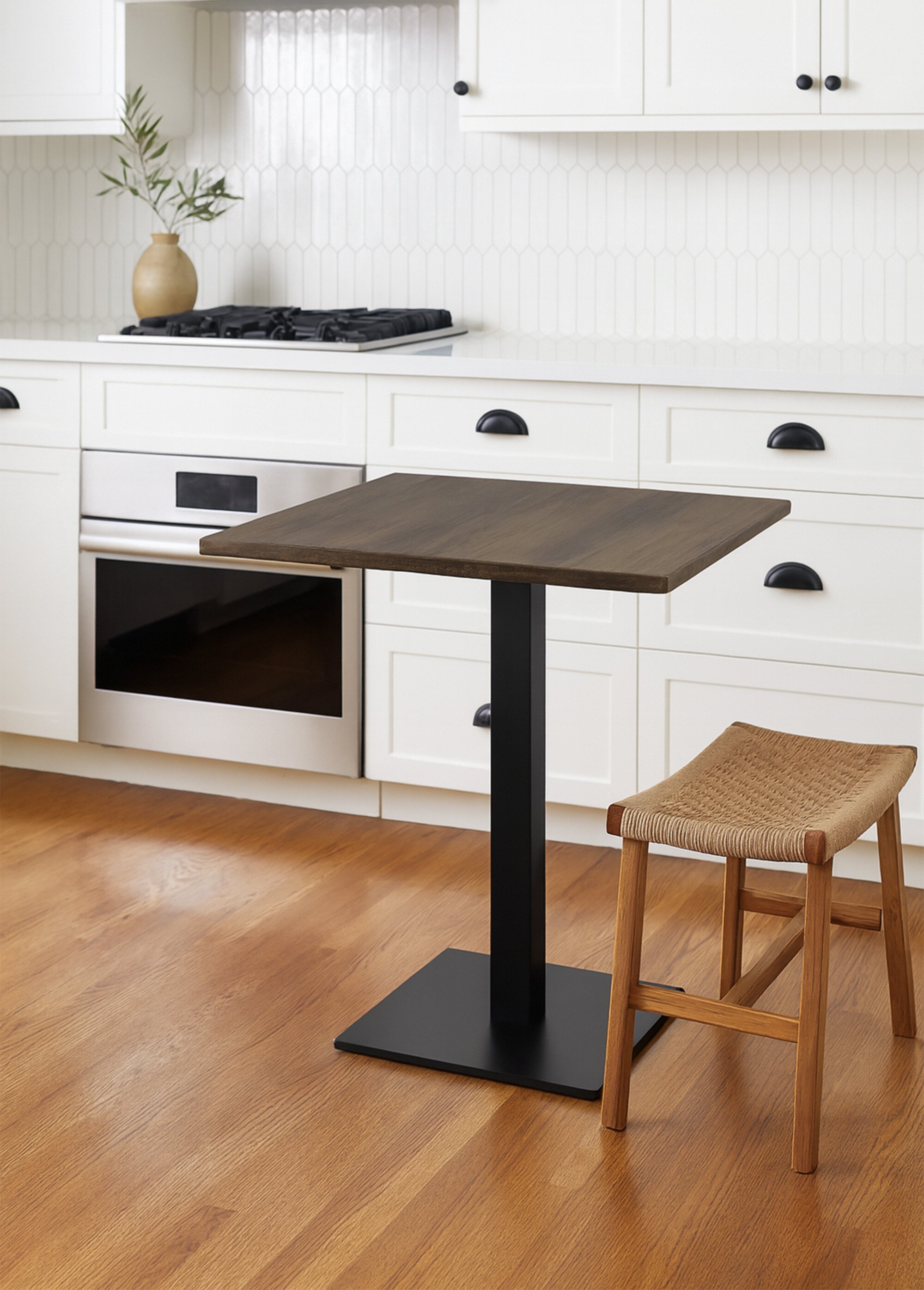 Table carrée en chêne, piètement métal 2F FUME HN-2250004 SI1