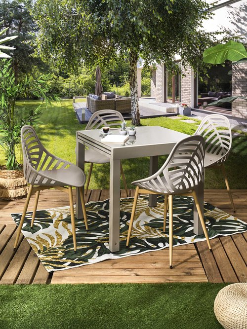 Table de jardin extensible verre, clair BEIGE CMP-HDO7319 SI2