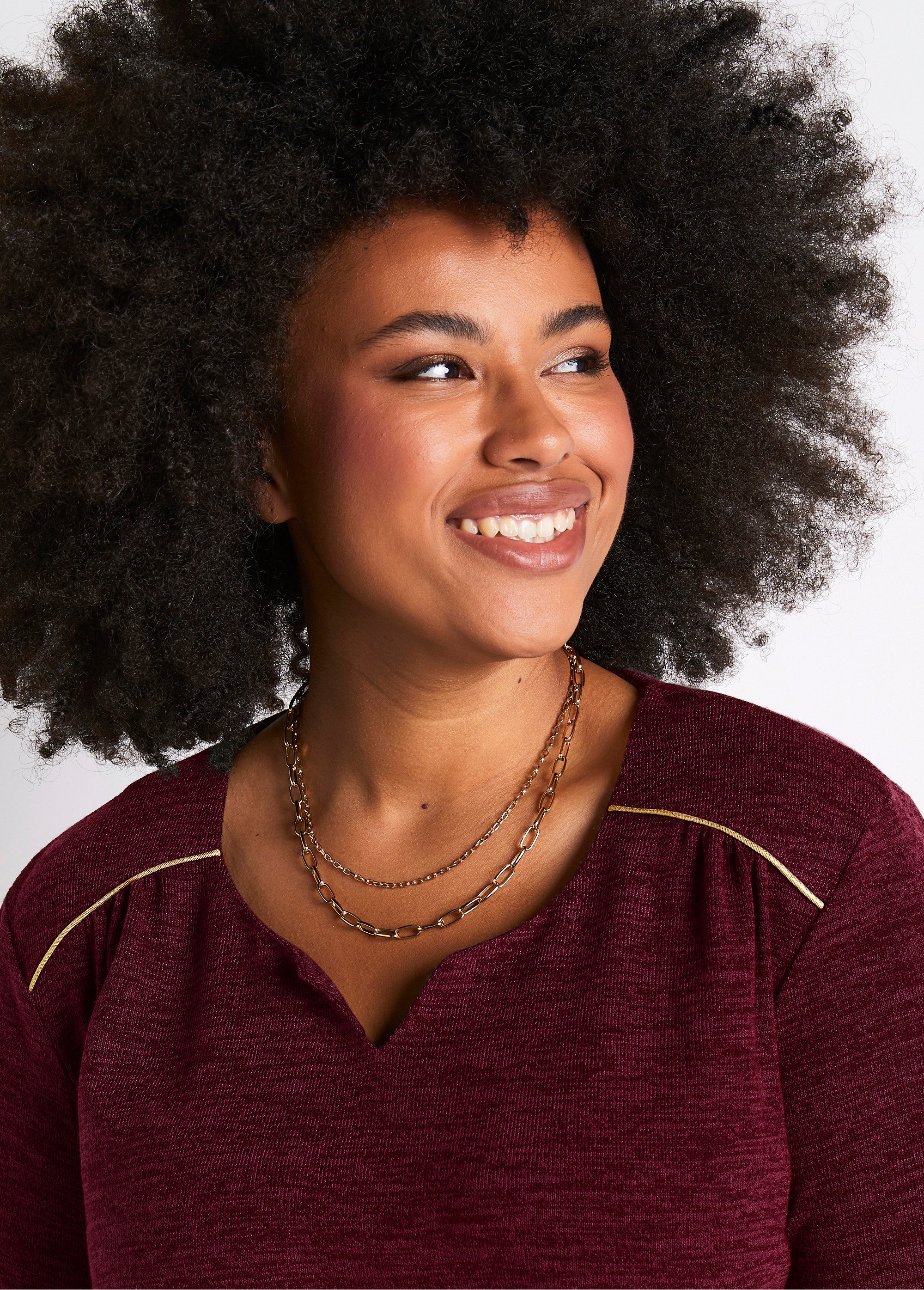 T-shirt long évasé manches 3/4 col rond