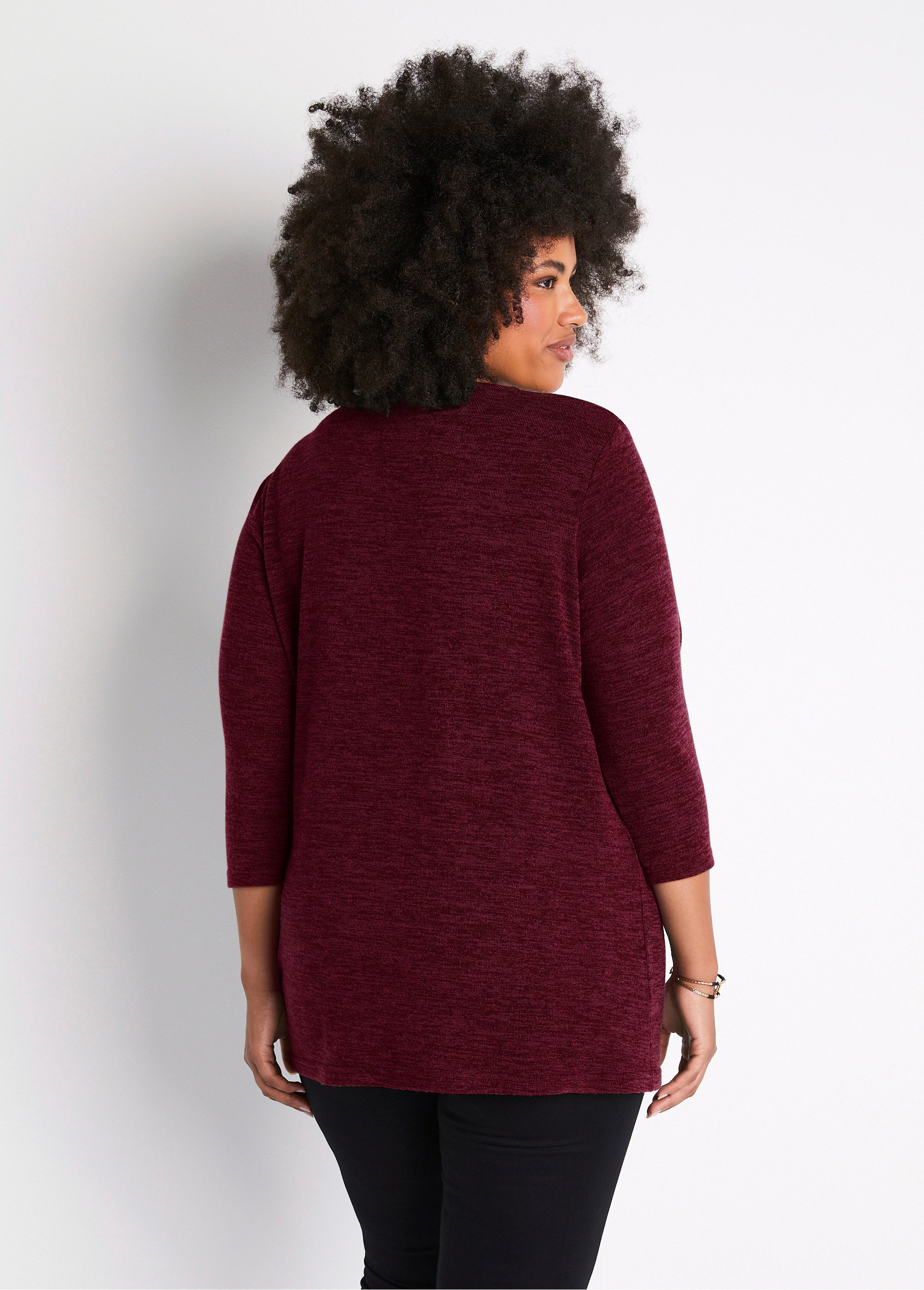 T-shirt long évasé manches 3/4 col rond