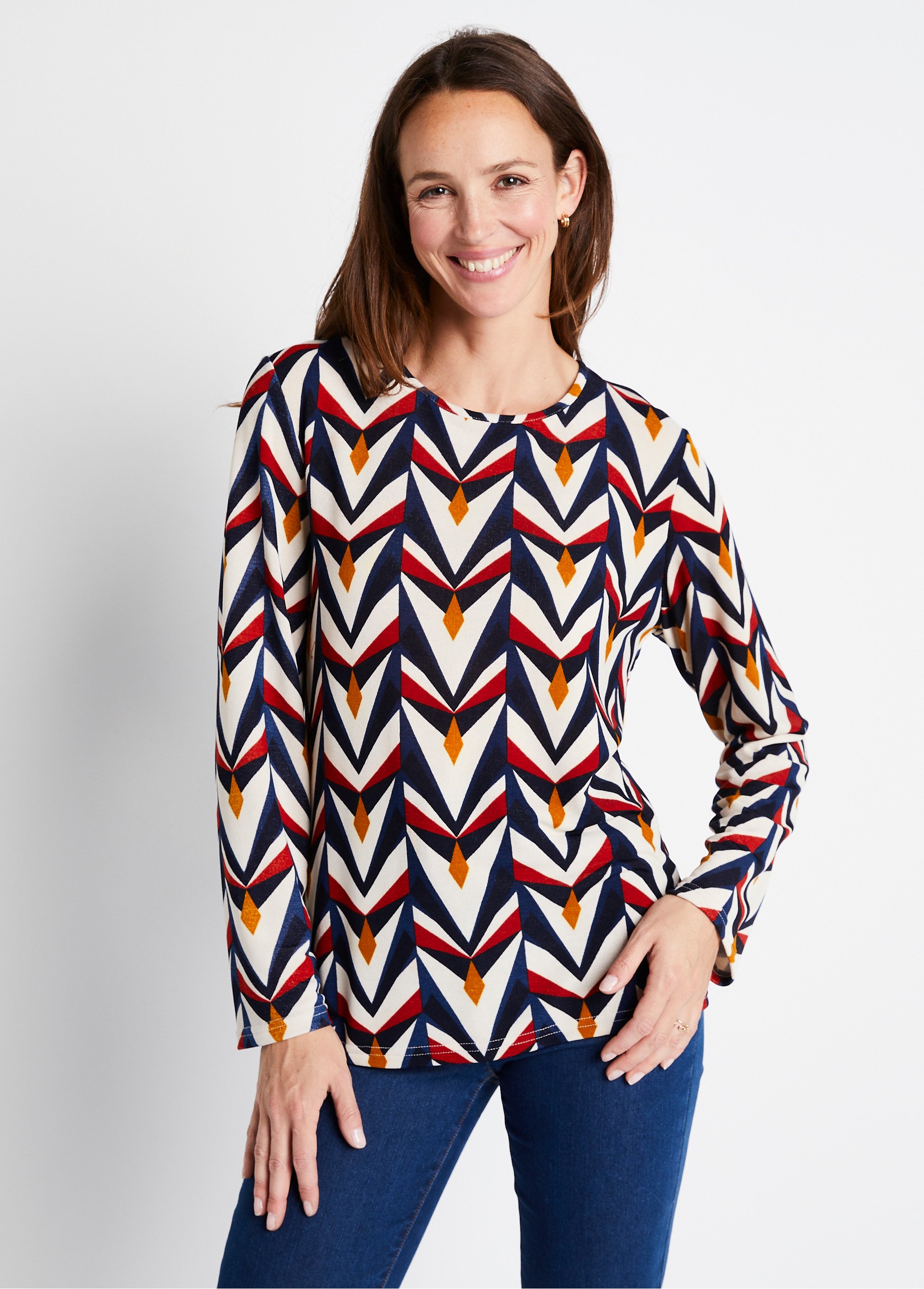 Tee-shirt manches longues droit imprimé