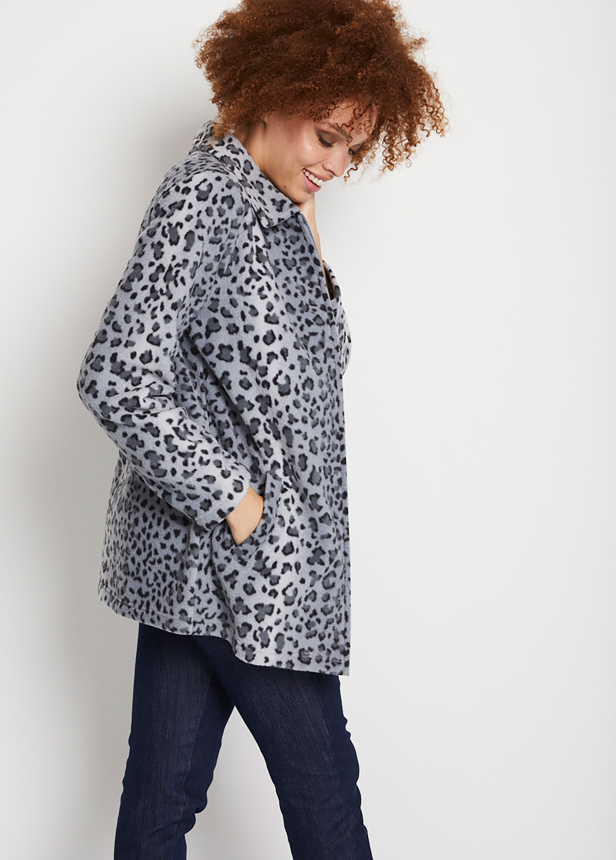 Blouson zippé maille polaire imprimée Femme Argenté TENTE DR1