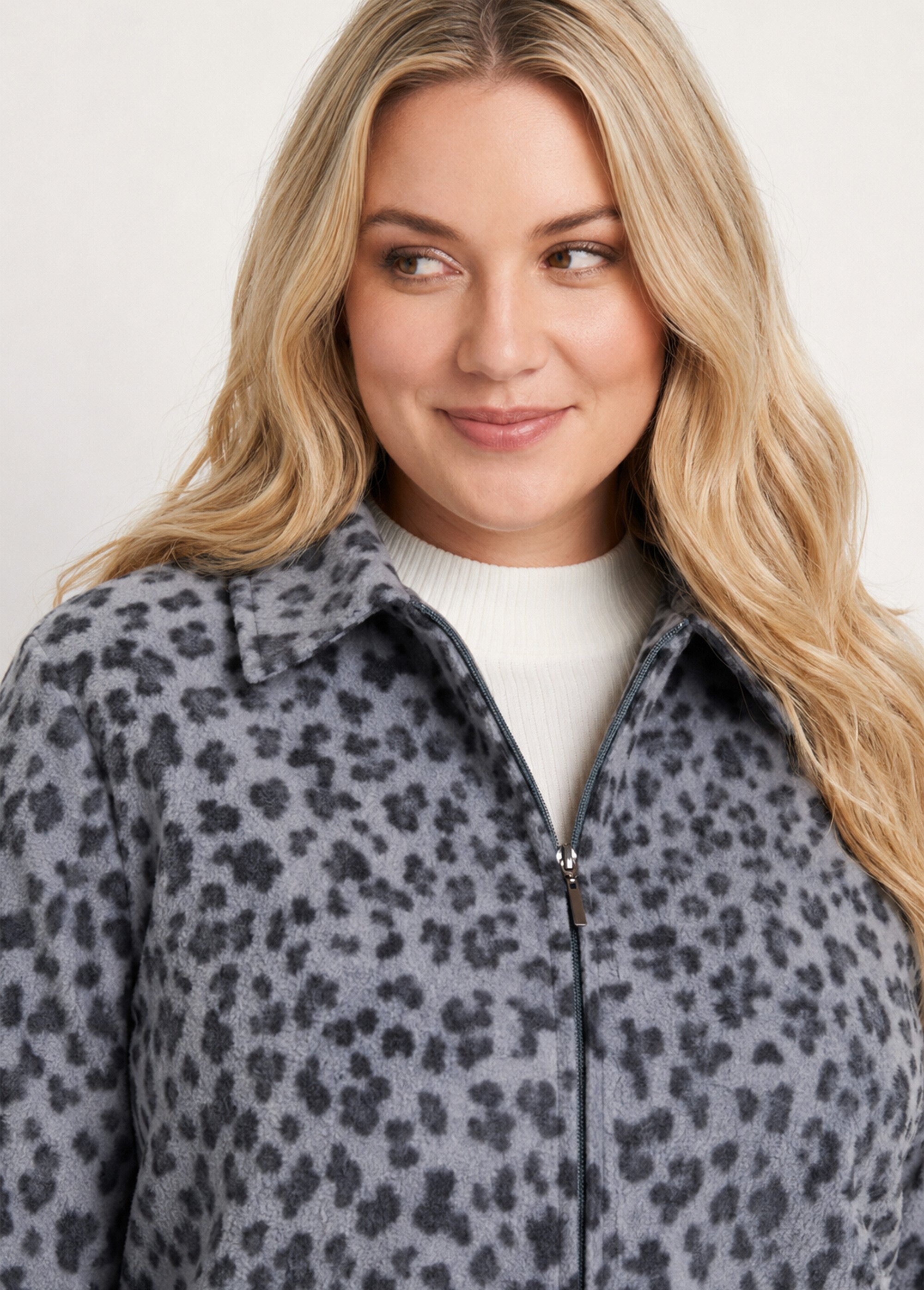 Blouson zippé maille polaire imprimée
