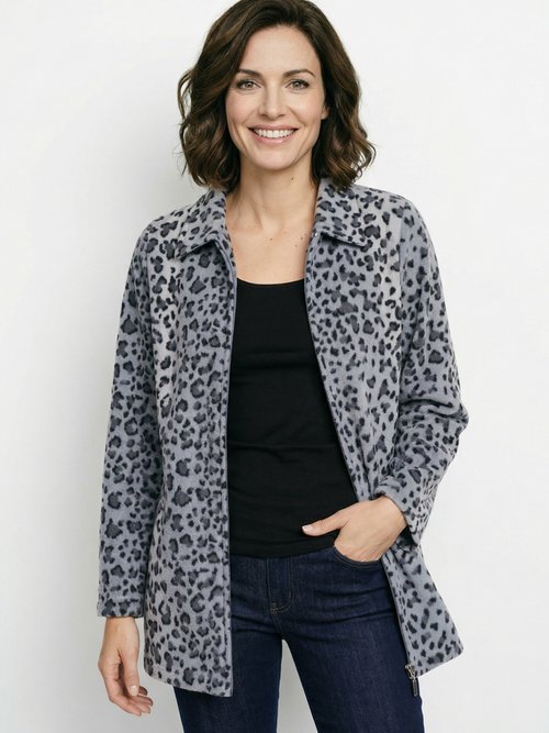 Blouson zippé maille polaire imprimée Femme Argenté TENTE MV1