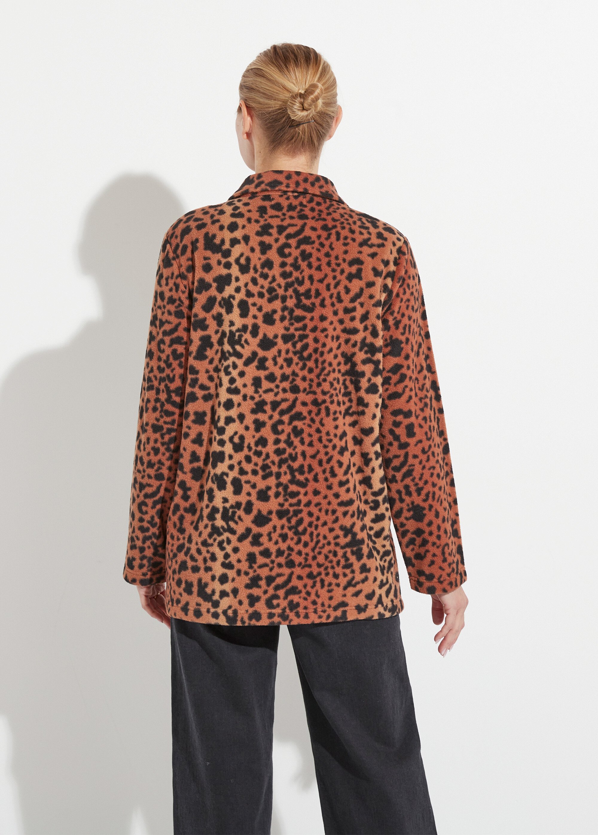 Blouson zippé maille polaire imprimée Femme Marron TENTE DO1