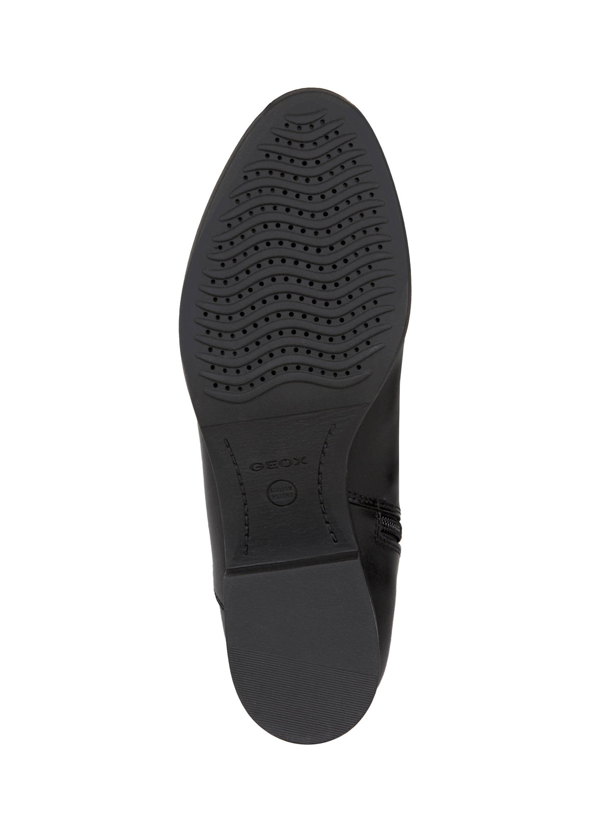 Bottes cavalières plates cuir lisse et suédé Femme Noir GEO-D16G1D UN1
