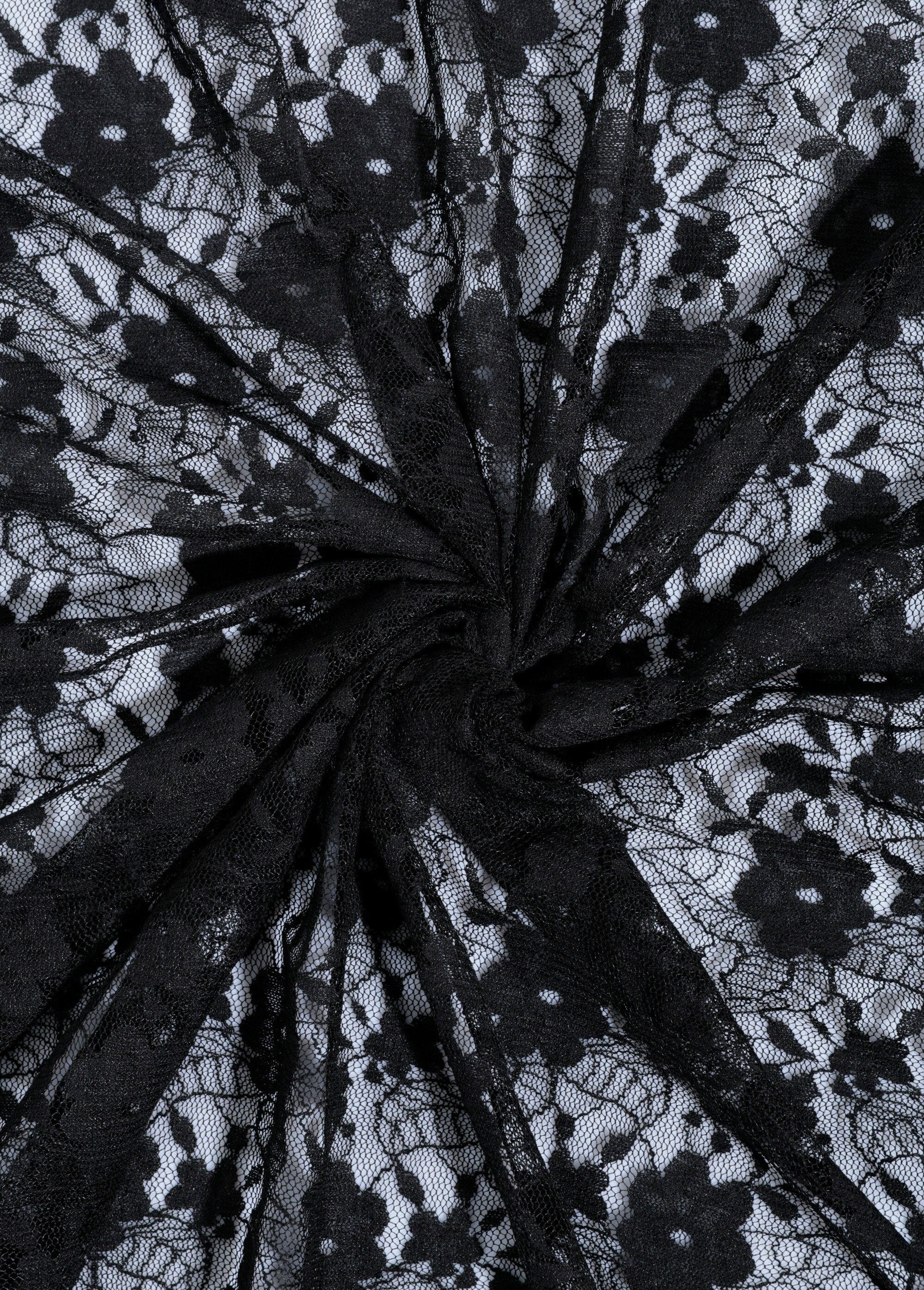 Coupon tissu broderie fleurs et tulle 8N NOIR COT142990 FA1