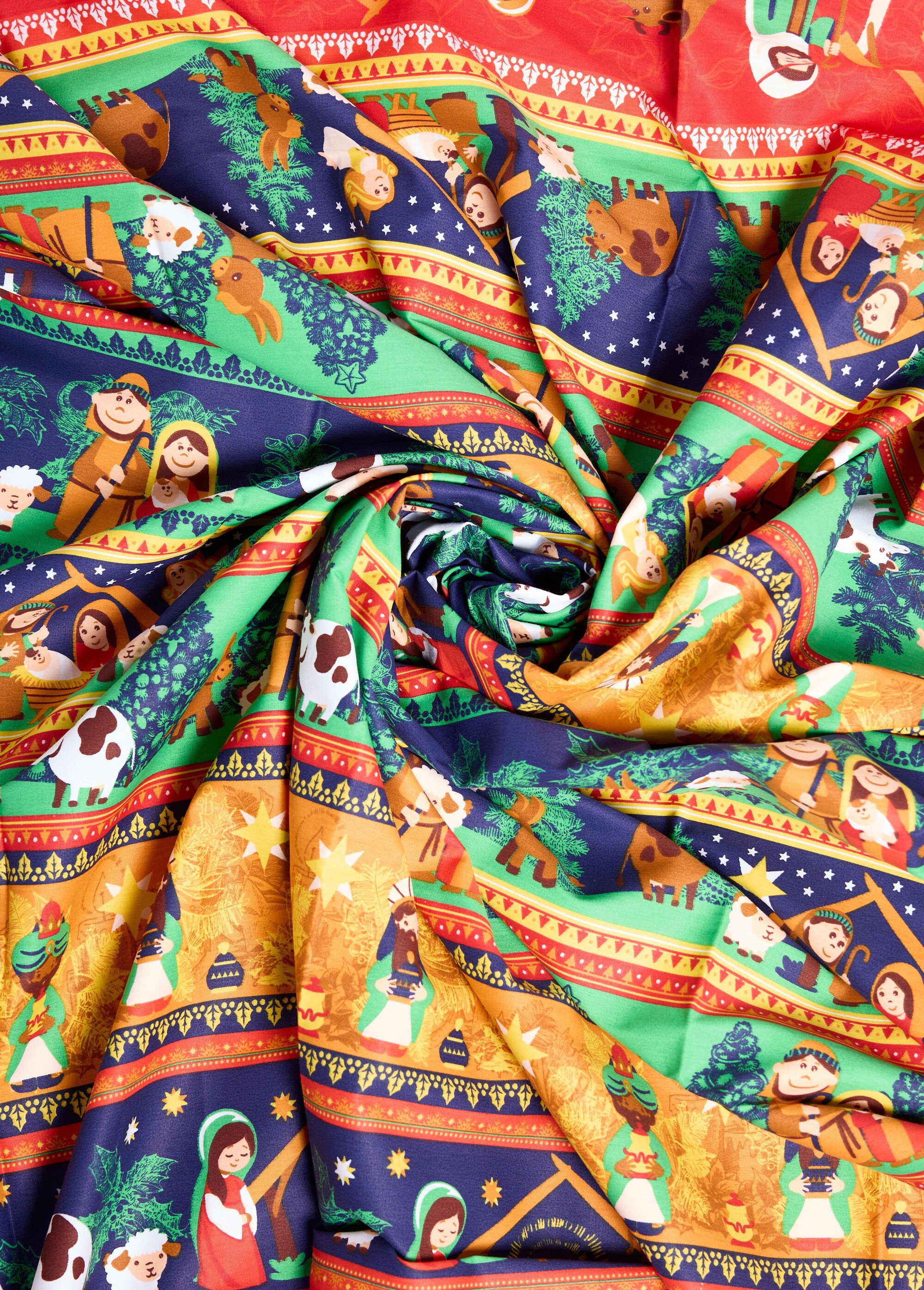 Coupon tissu crèche de Noël 1,5m x 1,45m VERT COT146079 FA1