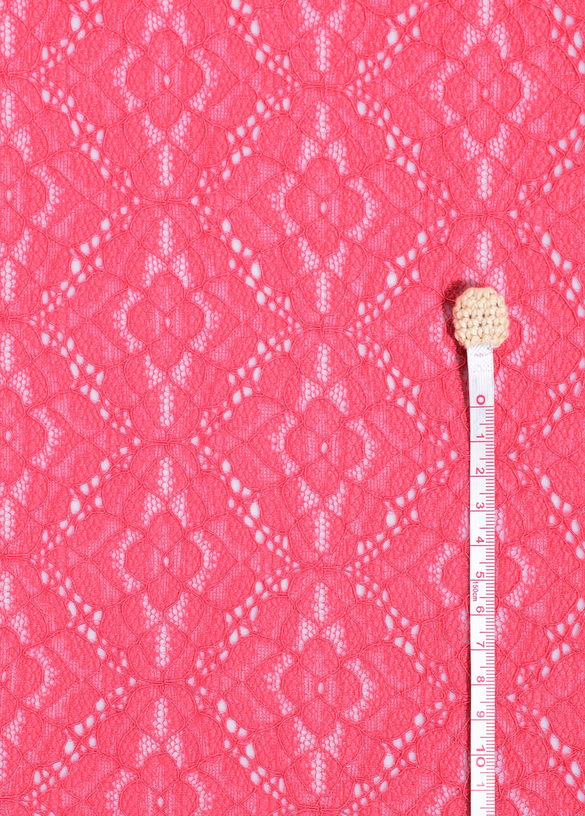 Coupon tissu dentelle fleuri géométrique ROSE COT146671 DE1