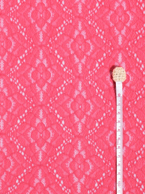 Coupon tissu dentelle fleuri géométrique ROSE COT146671 DE1
