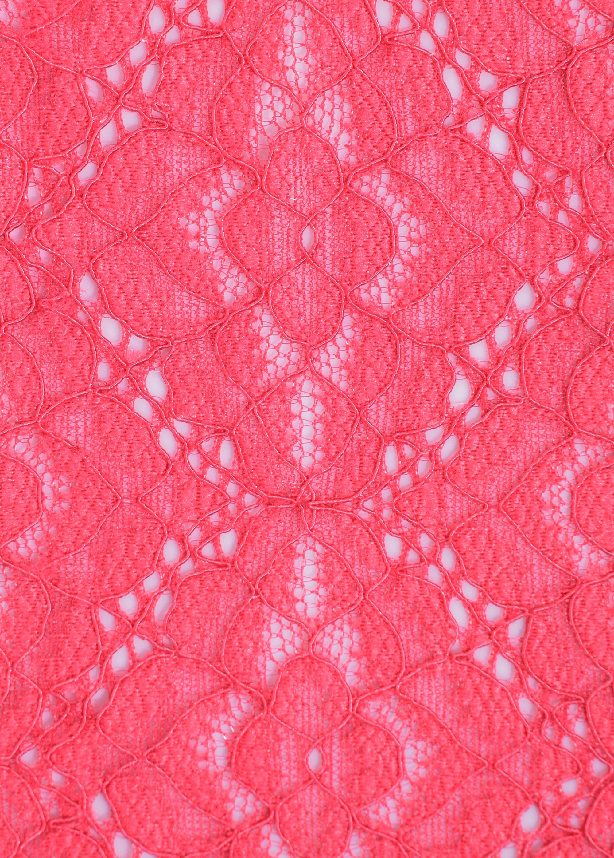 Coupon tissu dentelle fleuri géométrique ROSE COT146671 DE2