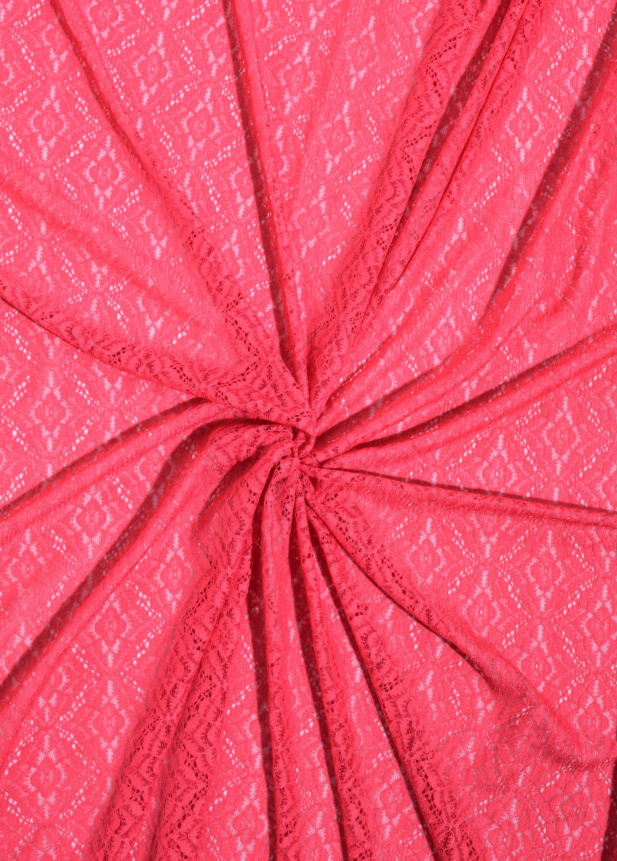 Coupon tissu dentelle fleuri géométrique ROSE COT146671 FA1