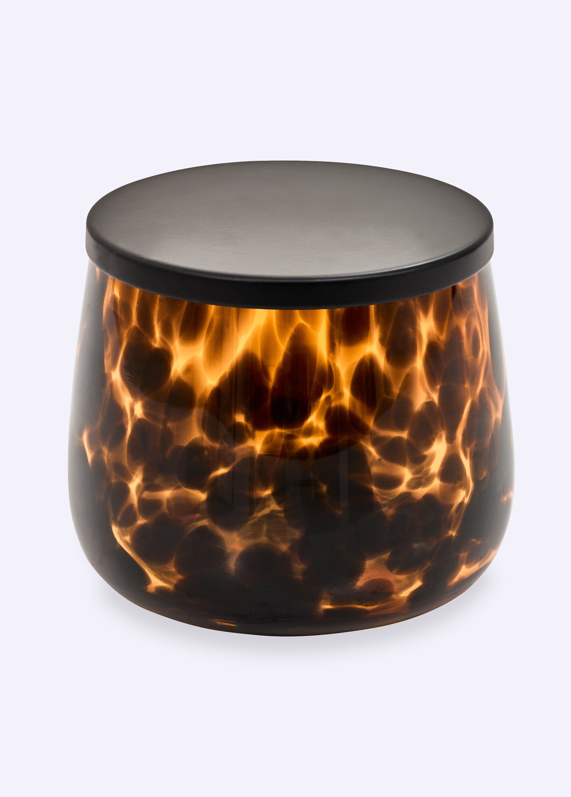 Pot verre tacheté fumé + couvercle métal Marron JJA-214715 FA1