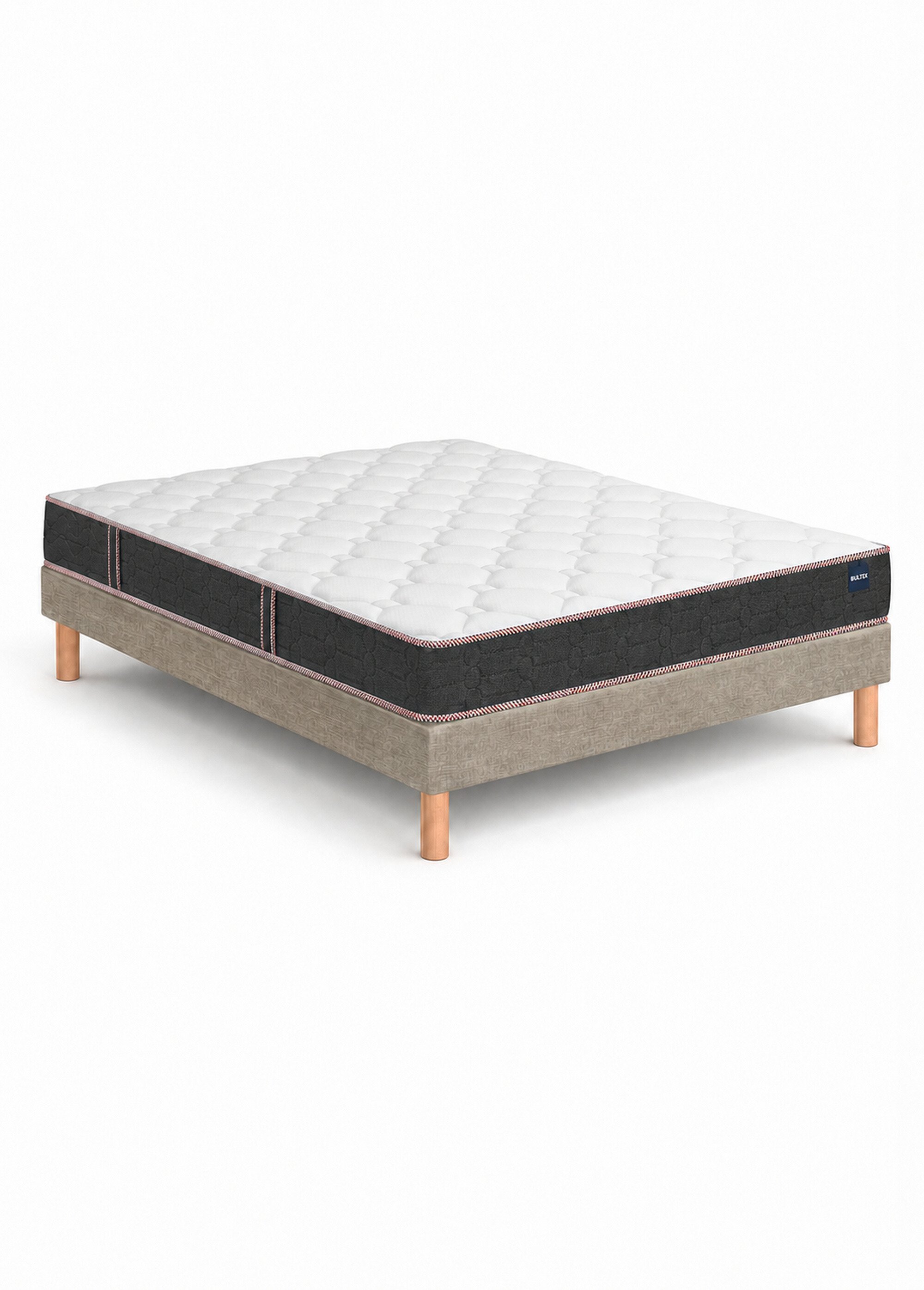 Ensemble Matelas ferme anti acariens + Sommier tapissier GRIS BUL-PACK-VITA21 FA1