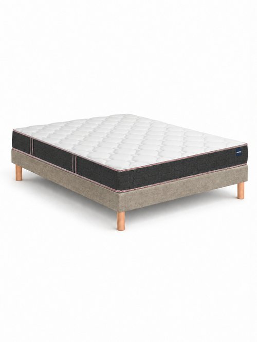 Ensemble Matelas ferme anti acariens + Sommier tapissier GRIS BUL-PACK-VITA21 FA1
