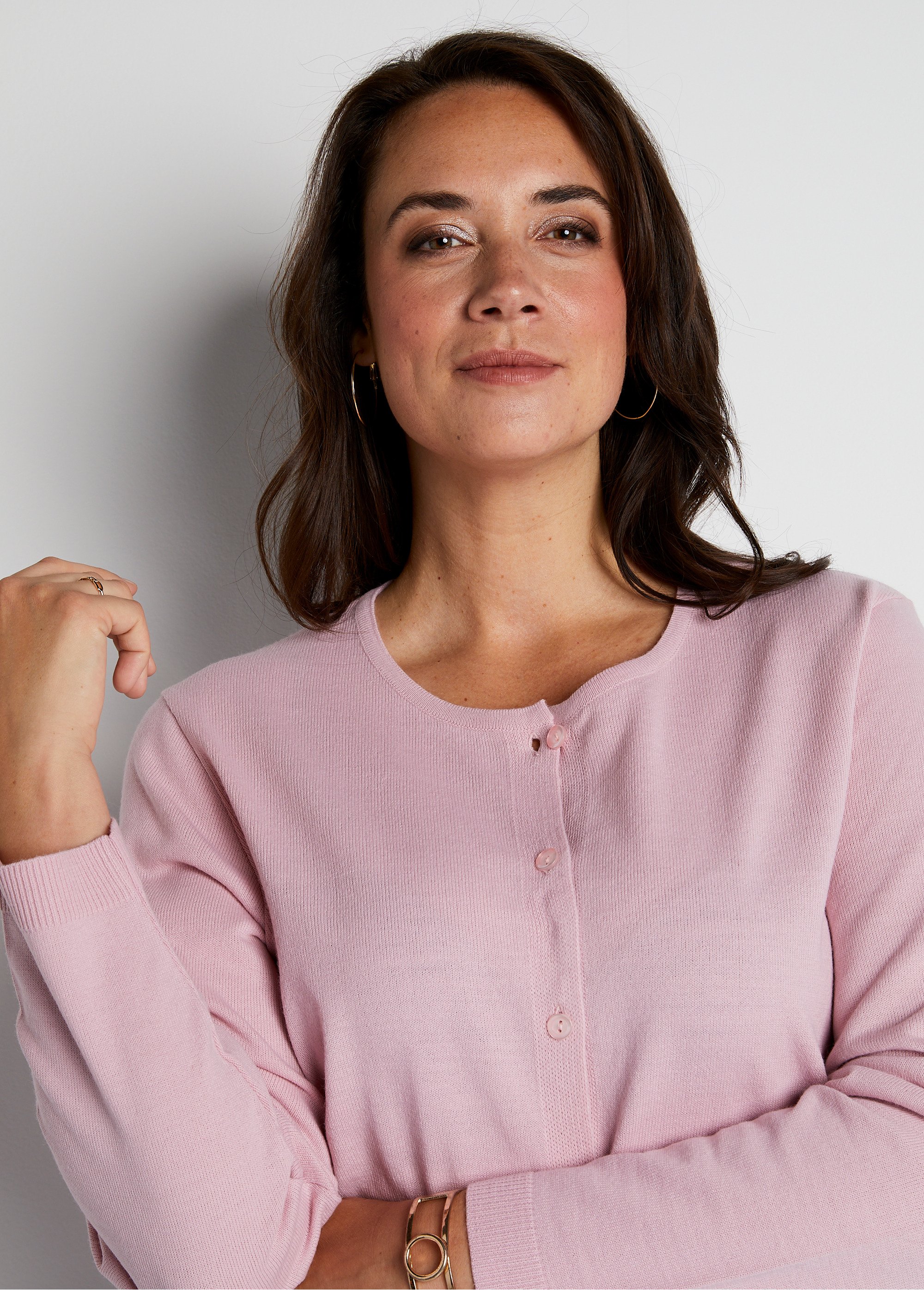 Gilet cardigan boutonné court uni