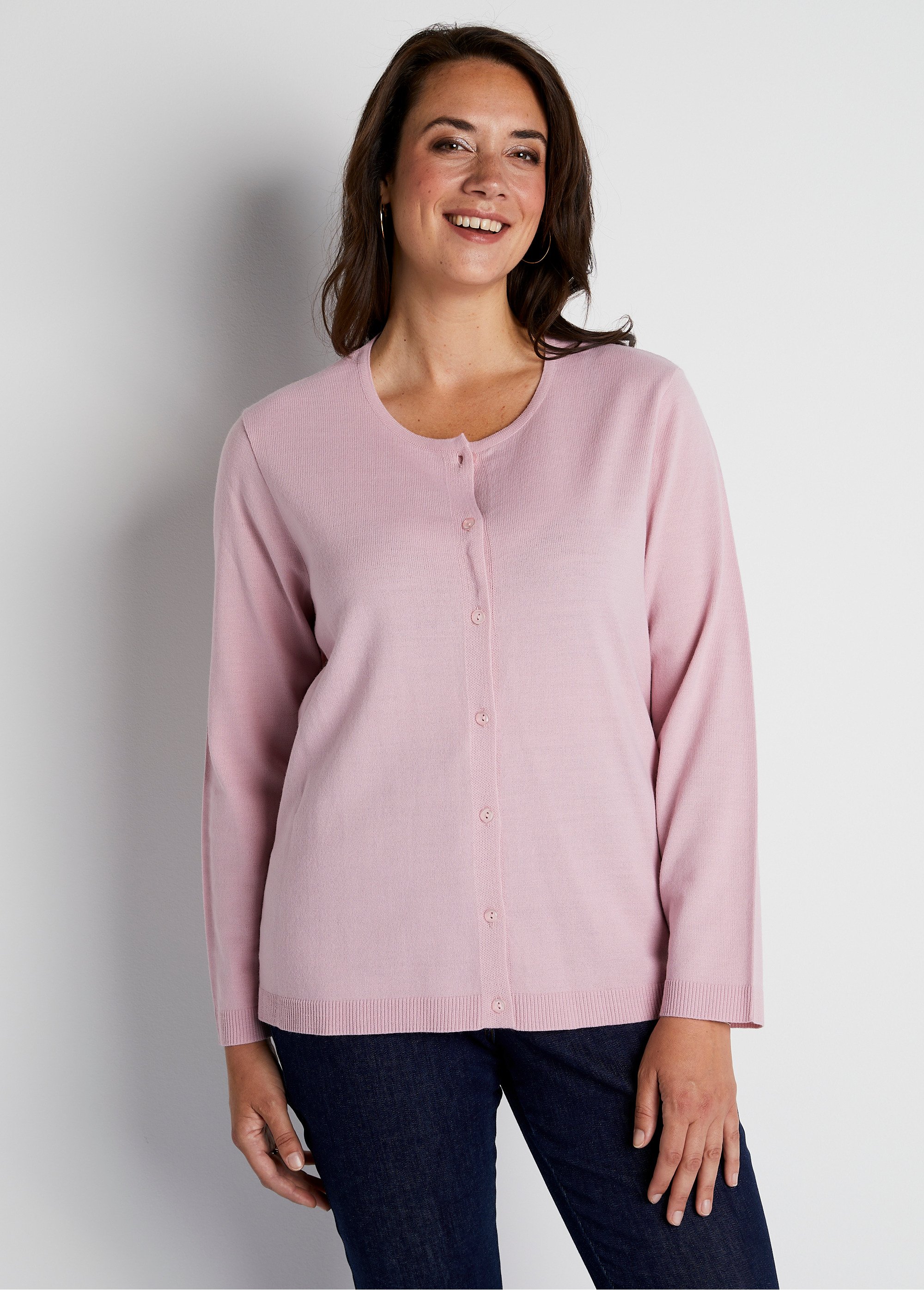 Gilet cardigan boutonné court uni