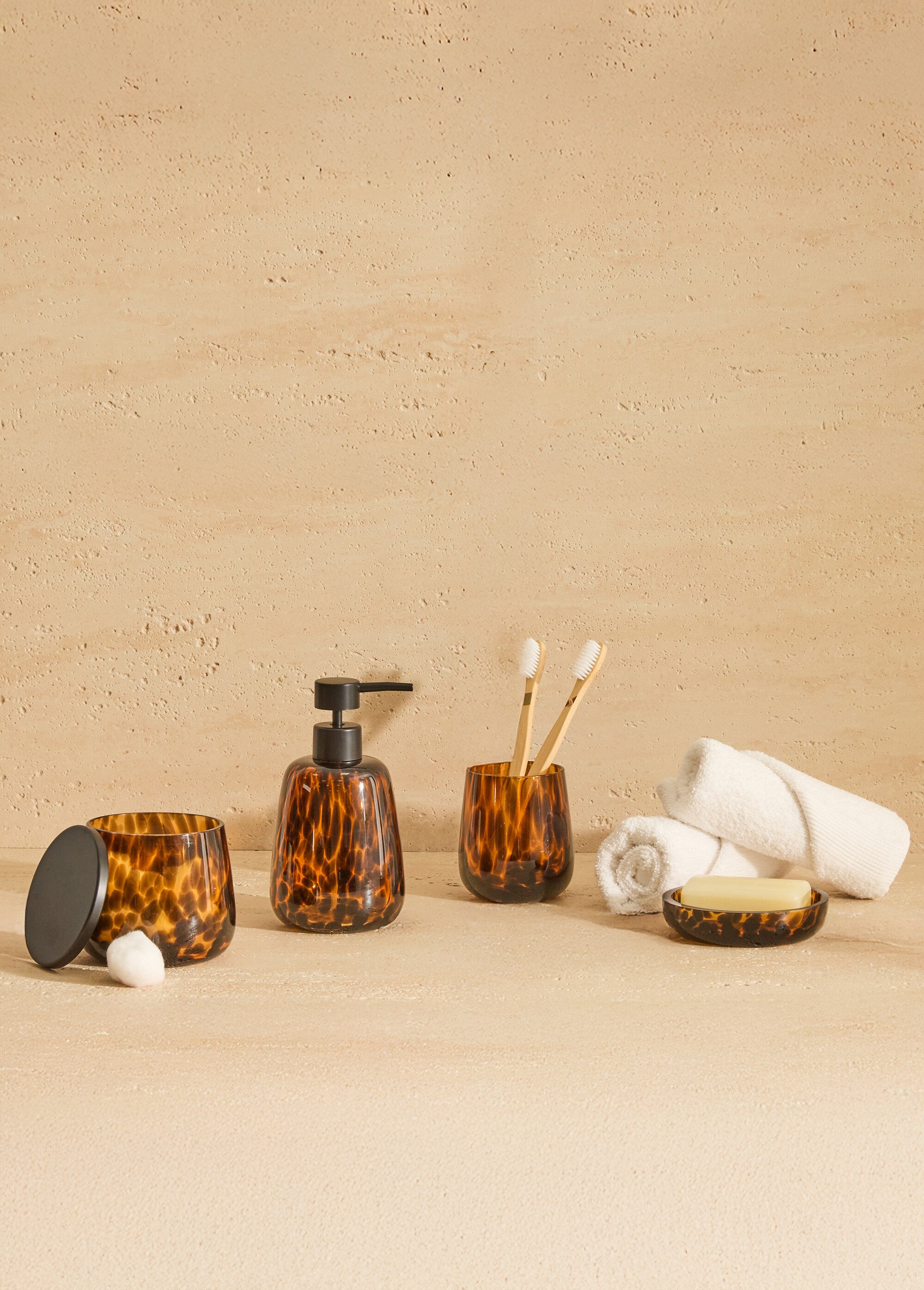 Gobelet salle de bain verre tacheté fumé Marron JJA-214712 SI1