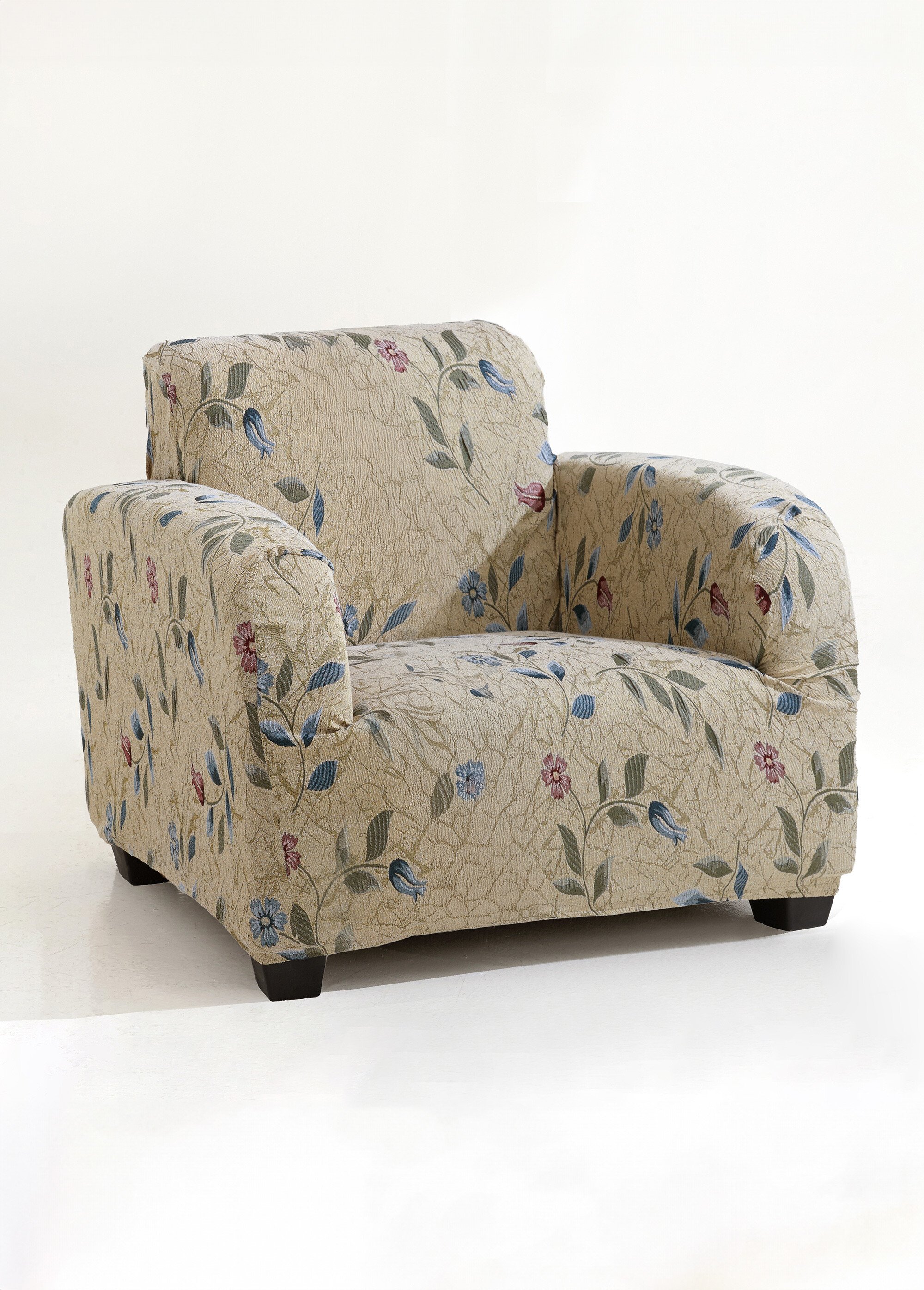 Housse Fauteuil Chesterfield 1 Place Imprimé Floral Extensible – Élégante & Antidérapante Avec Housse Coussin