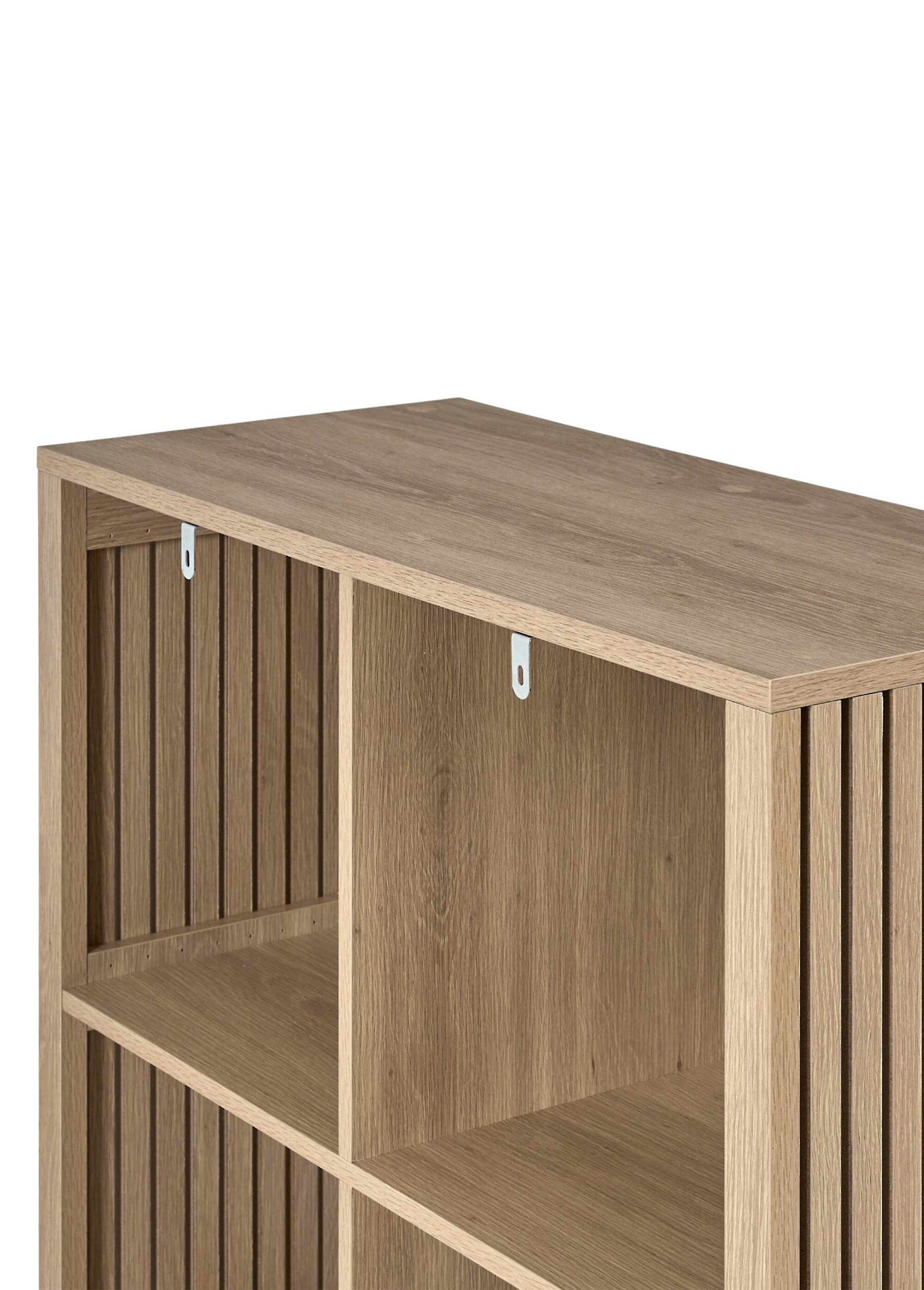 Meuble 6 cases côtés striés KLAUS MARRON CMP-HD7941 DE2