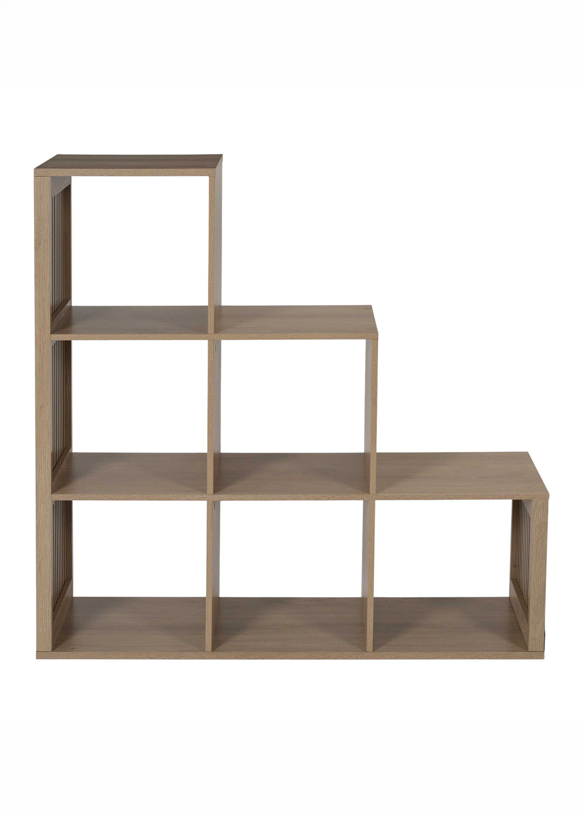 Meuble escalier 6 cases côtés striés KLAUS MARRON CMP-HD7940 DE1