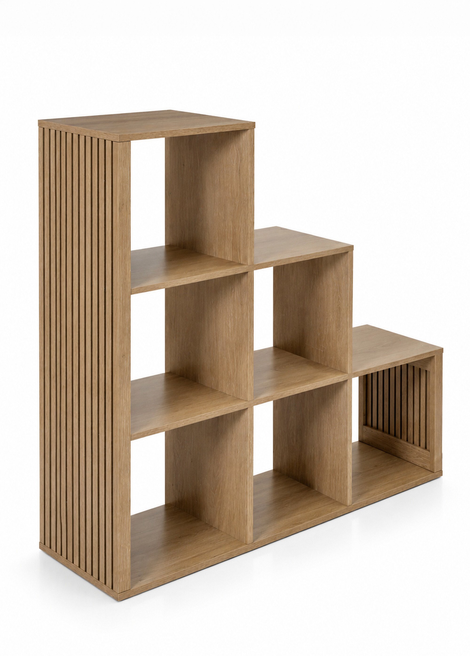 Meuble escalier 6 cases côtés striés KLAUS MARRON CMP-HD7940 FA1