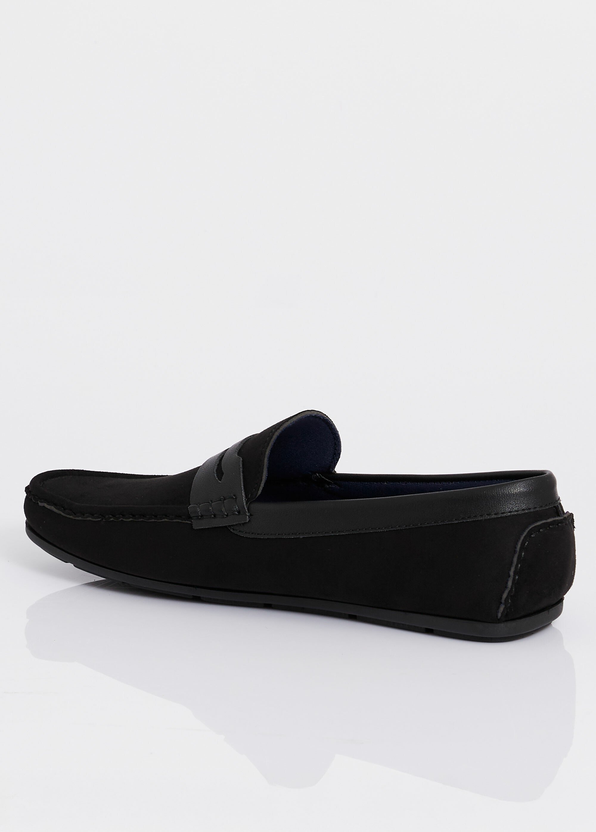 Mocassins plats en suédine et simili Homme Noir ELODD0168D DO1