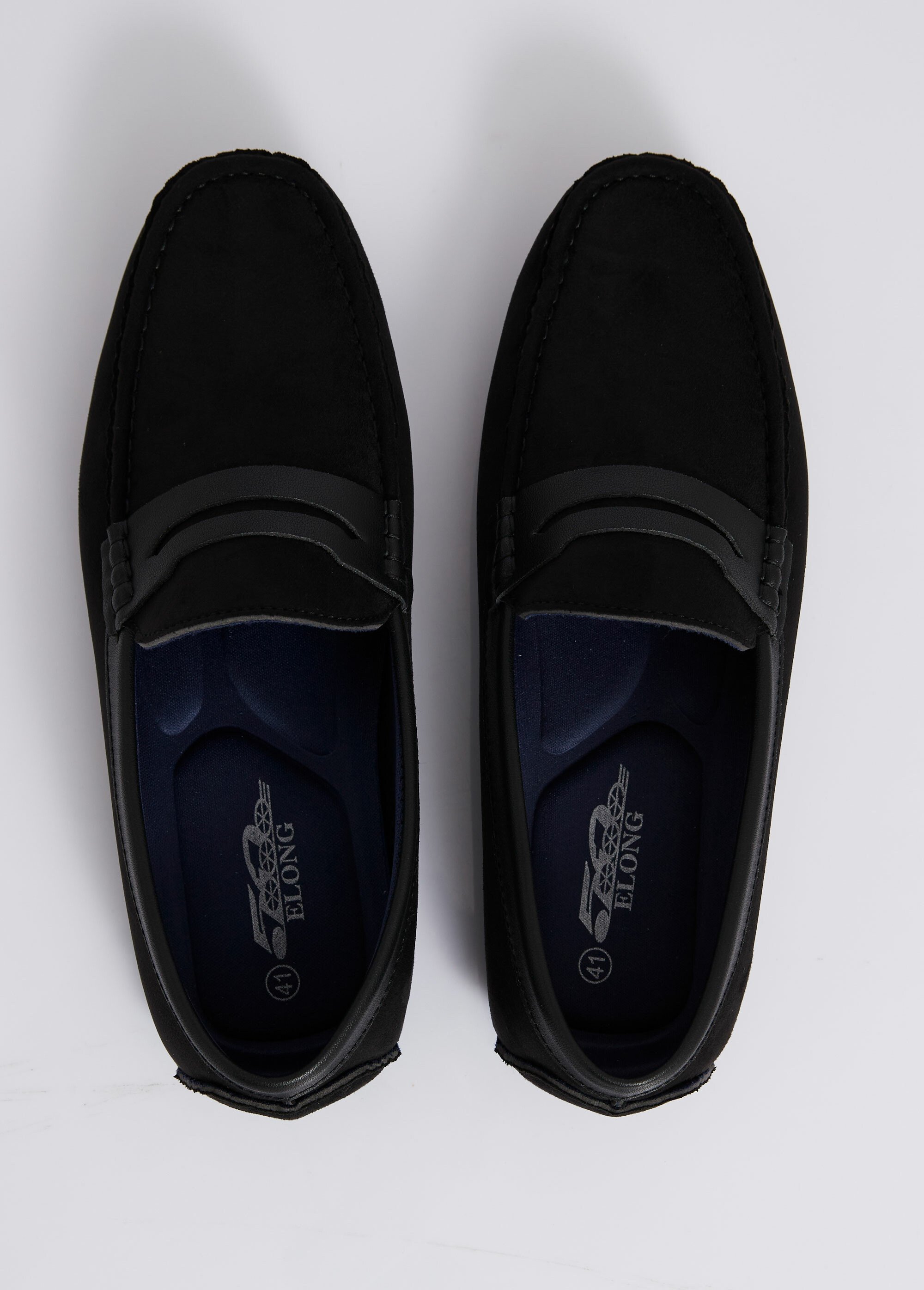 Mocassins plats en suédine et simili Homme Noir ELODD0168D OV1