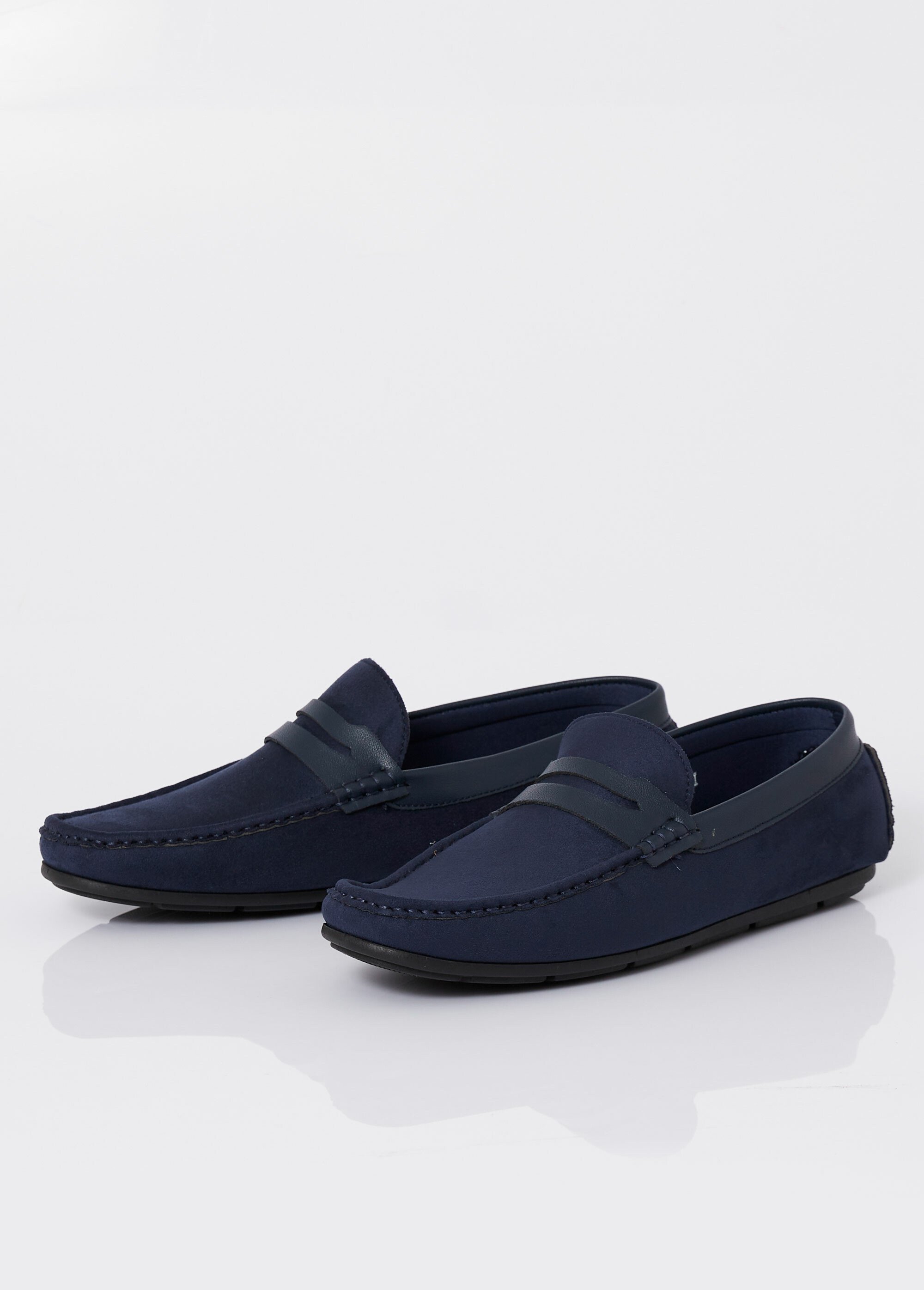 Mocassins plats en suédine et simili Homme Bleu ELODD0168D DE1
