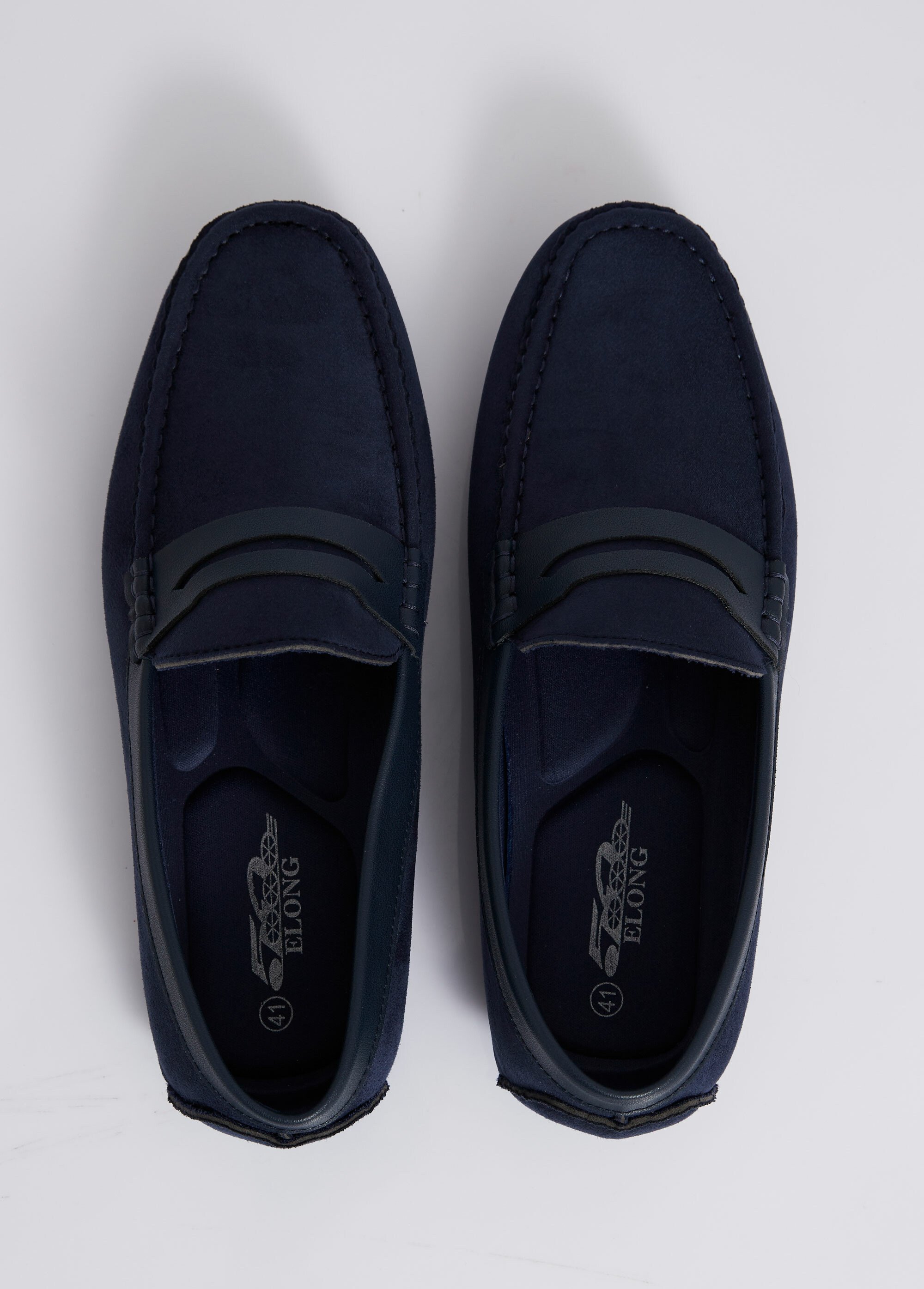 Mocassins plats en suédine et simili Homme Bleu ELODD0168D OV1
